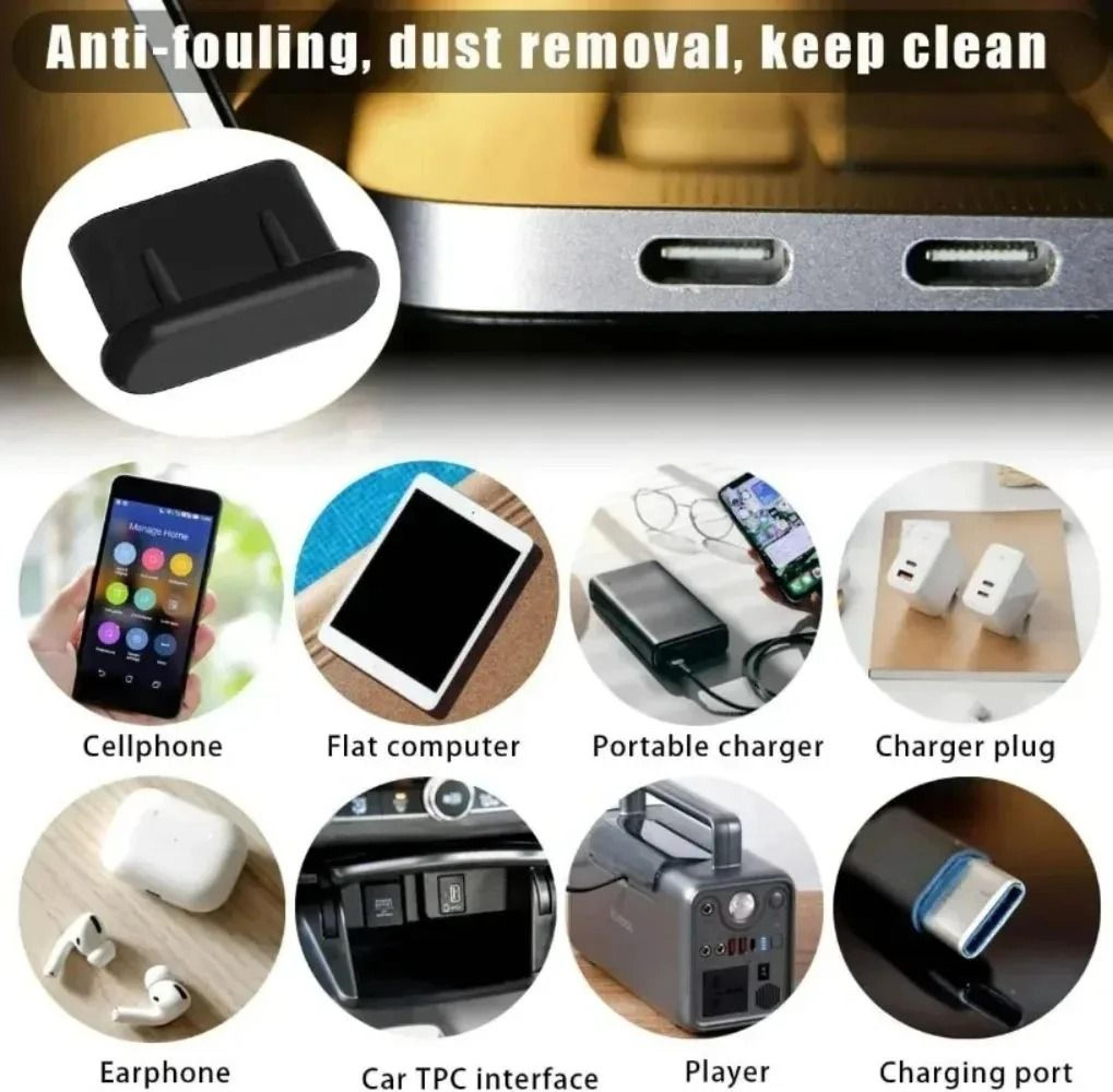Silicone USB C Dust Plug And Cleaning Brush Set 4