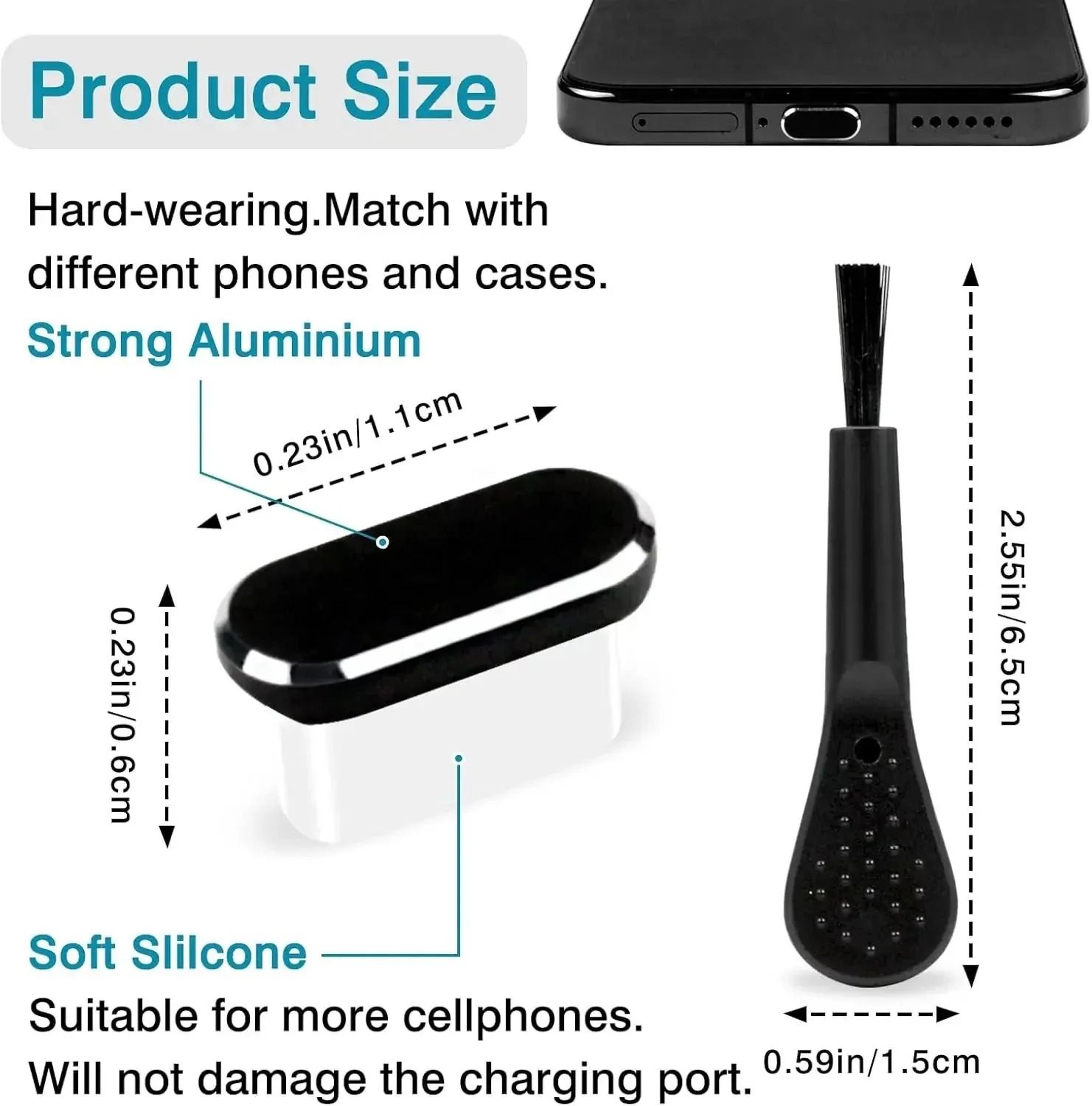 USB C Port Cleaning Brush And Dust Plug Kit 6