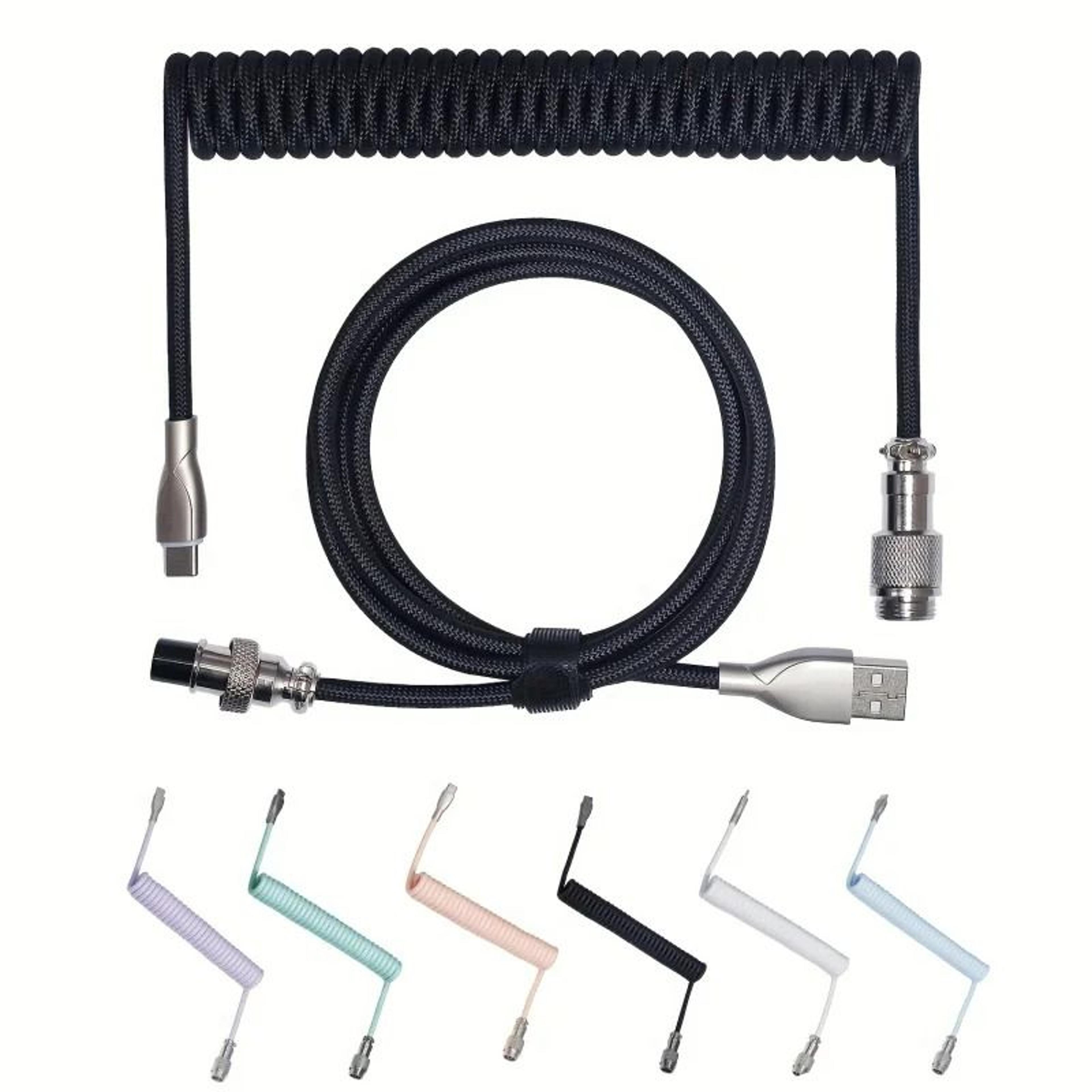 Coiled USB C Mechanical Keyboard Aviator Cable 0