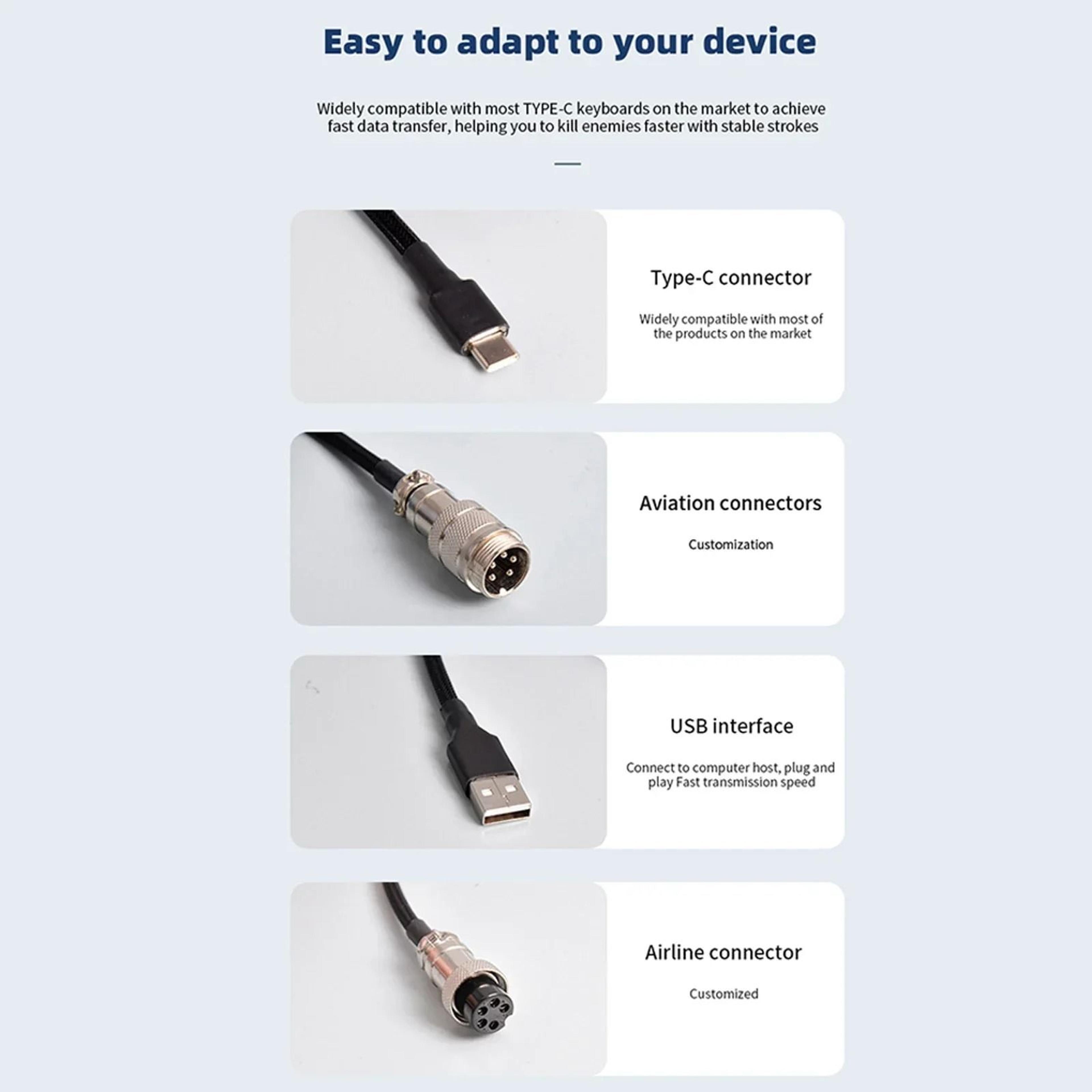 Colorful Coiled USB C Aviator Keyboard Cable 4