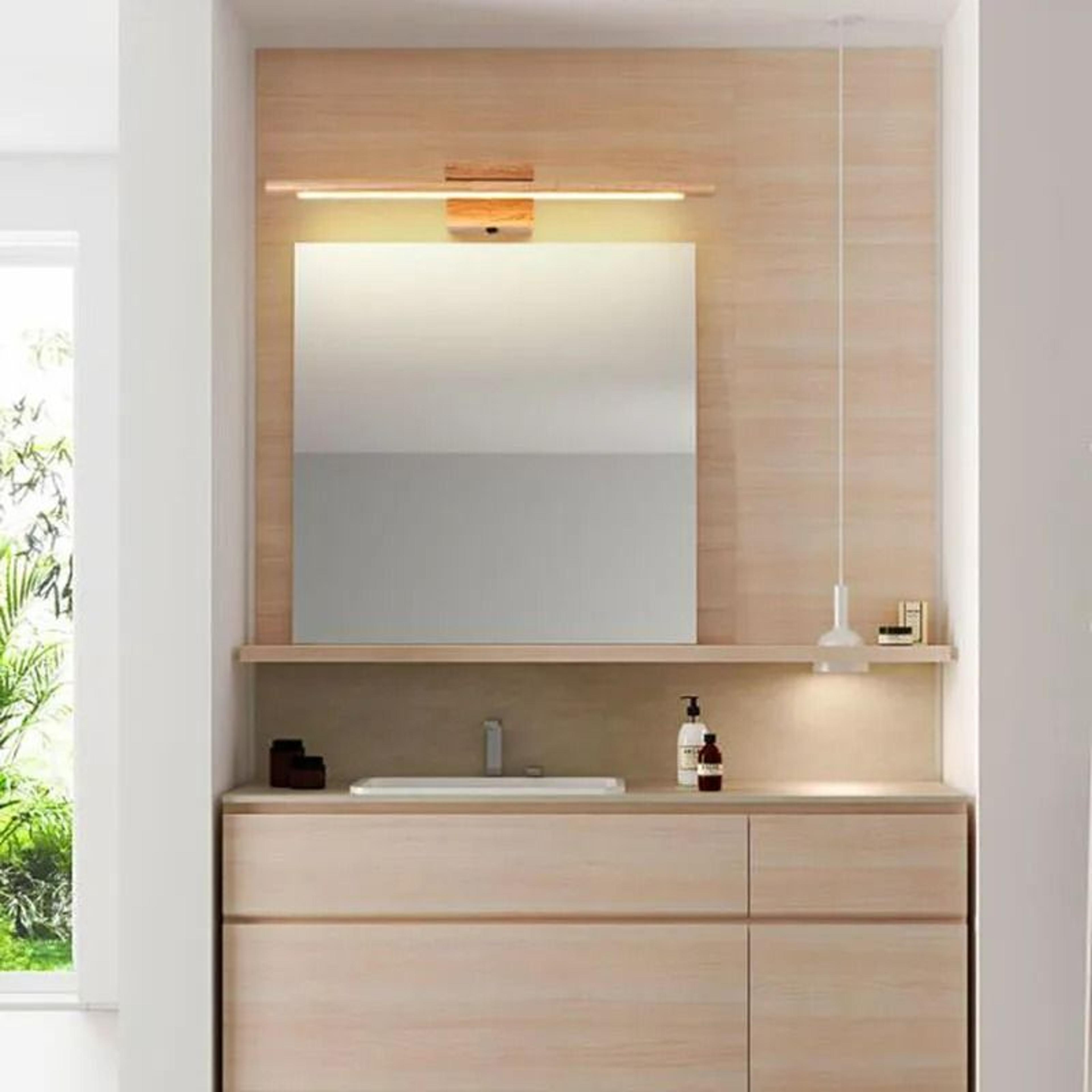 Nordic Solid Wood Mirror Wall Sconce 5