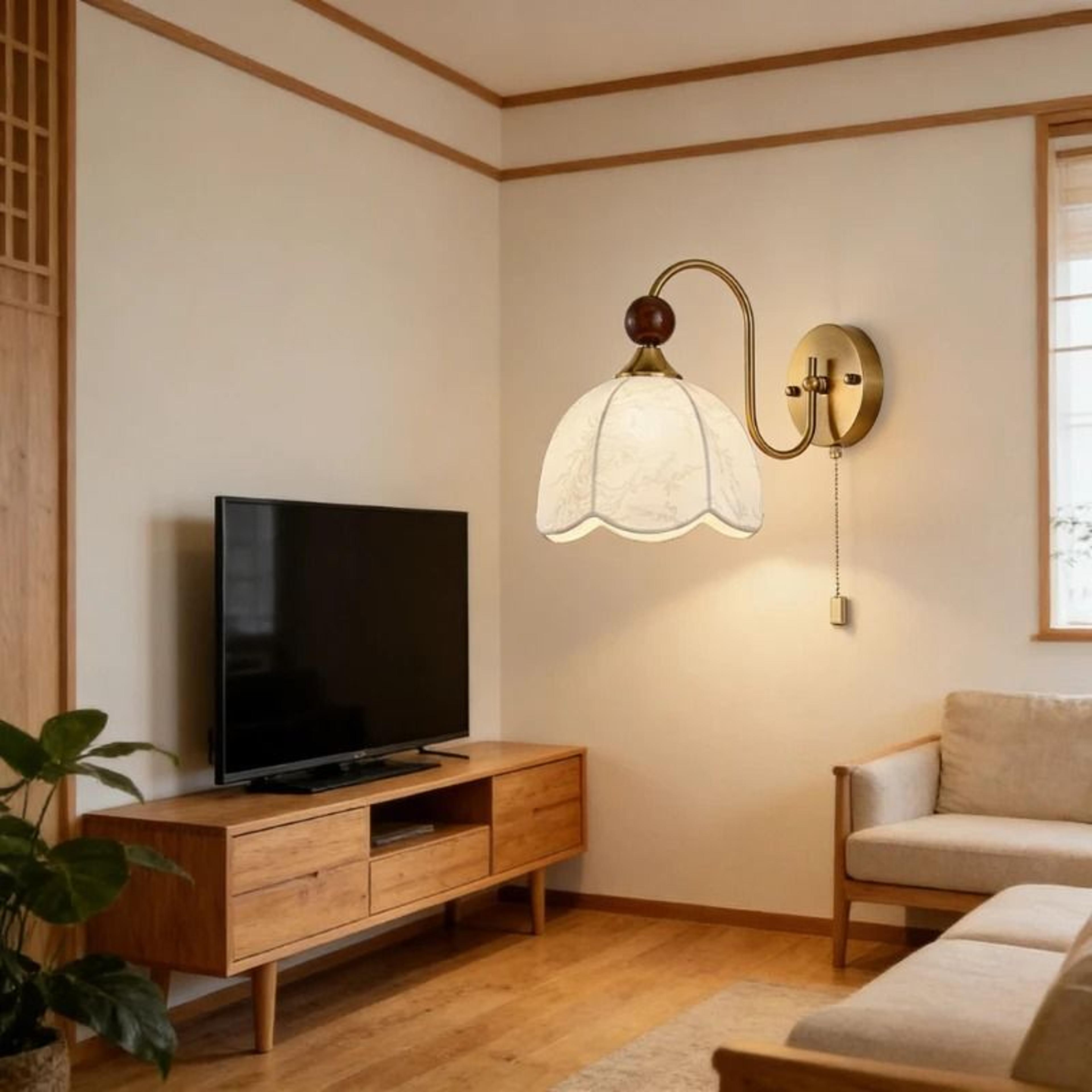 French Walnut Fabric Wall Lamp 3