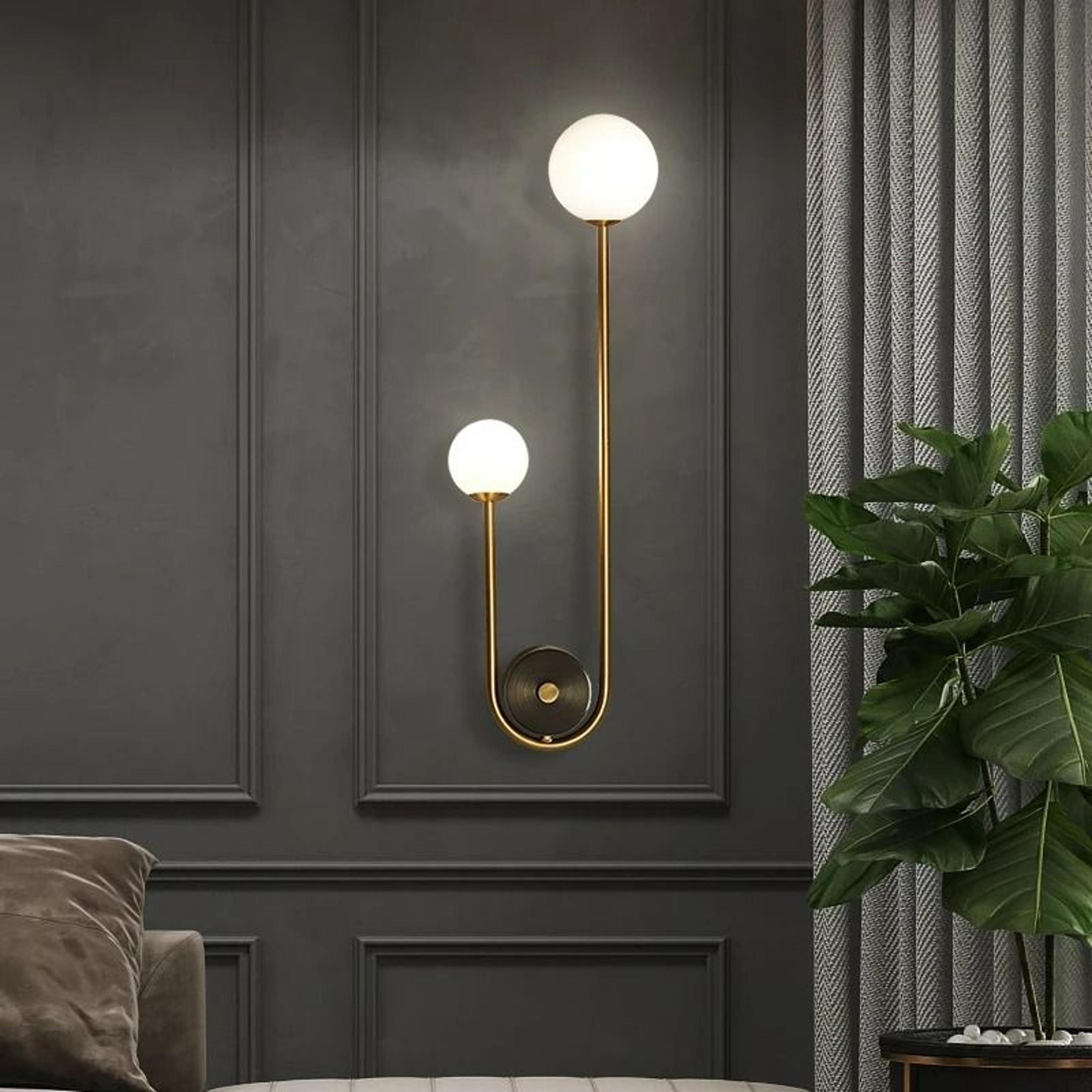 Solara Gold Glass Orb Sconce 2