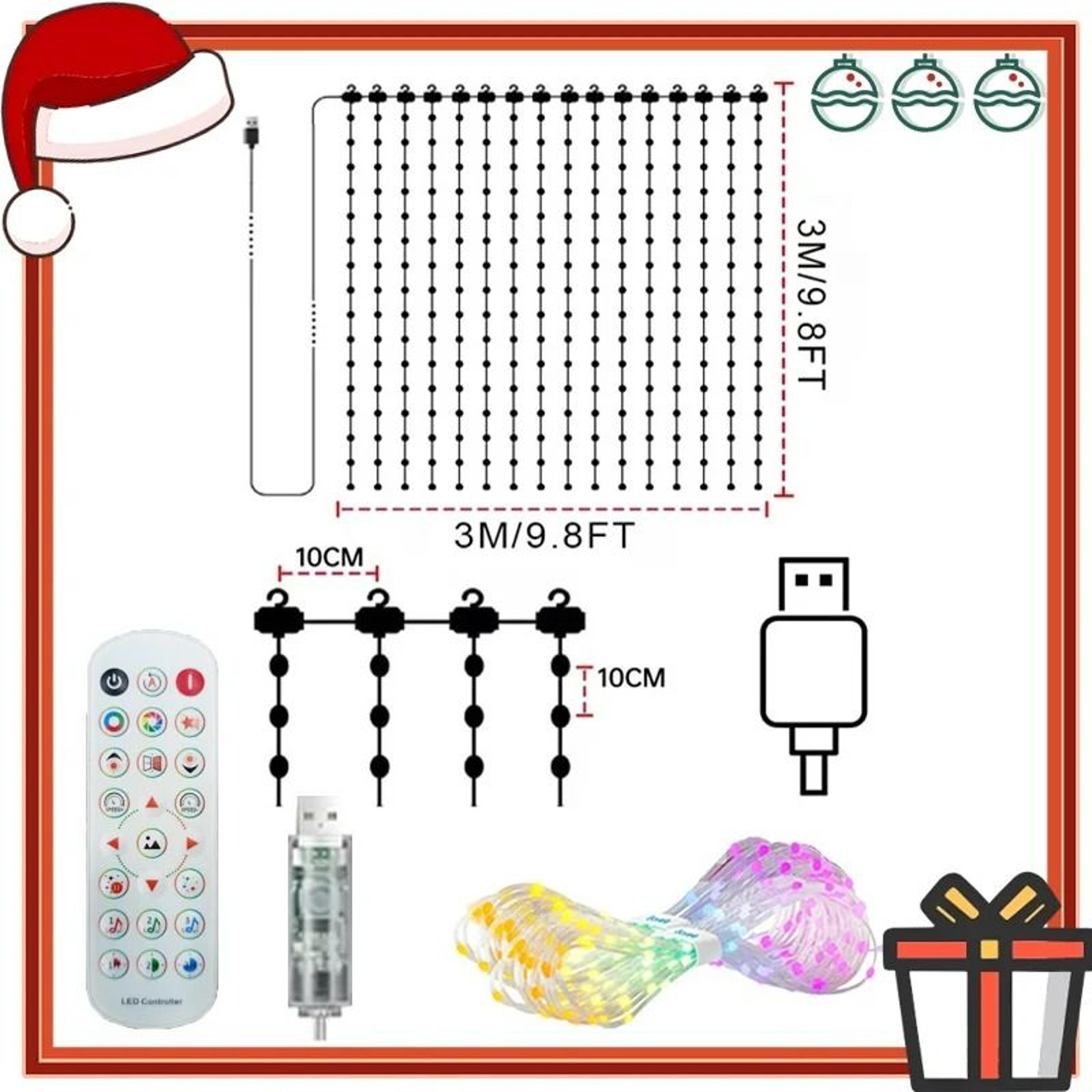 Rhythm Mosaic Smart Color Changing Curtain Lights 8