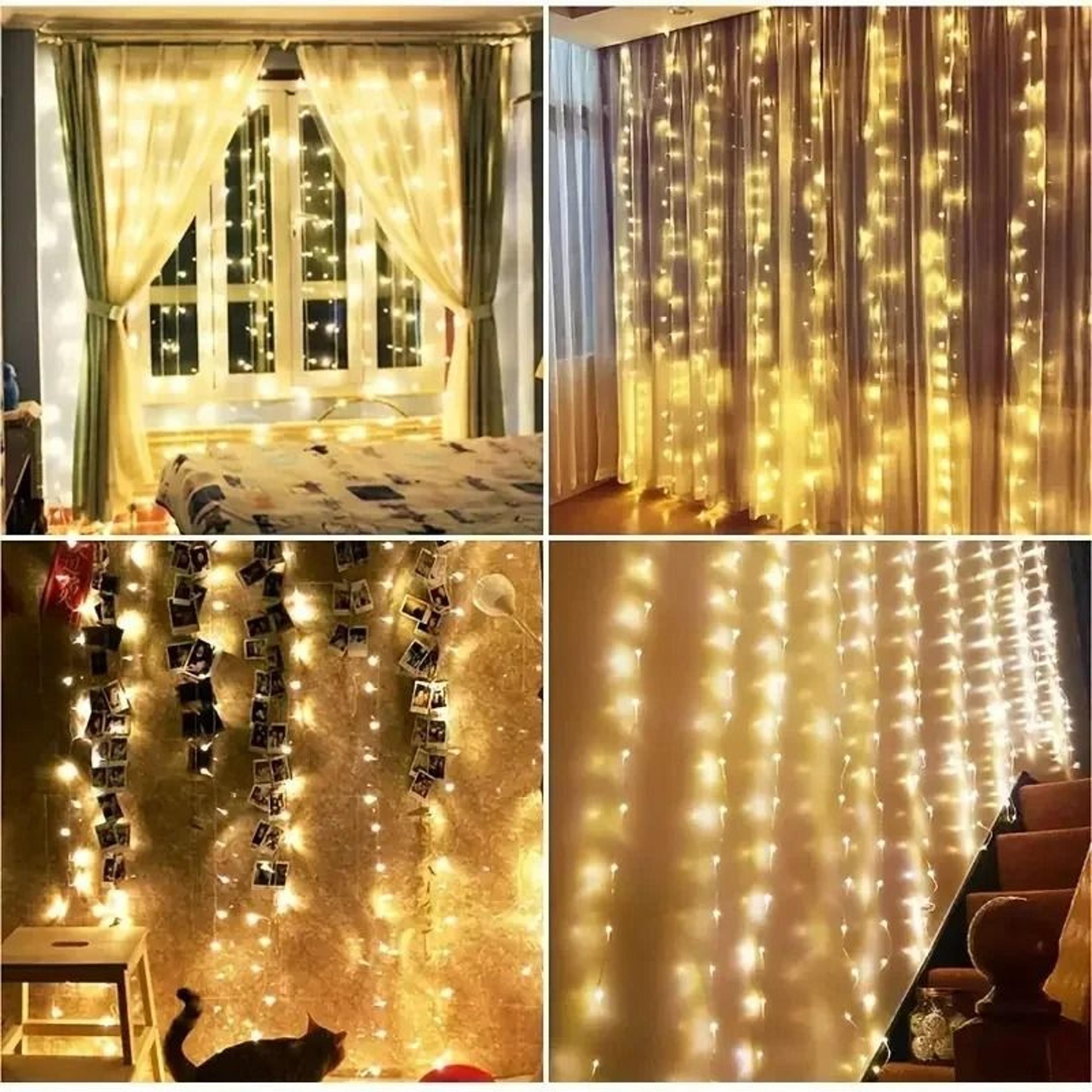 FestivaGlow USB Curtain String Lights With Remote And 8 Modes 3