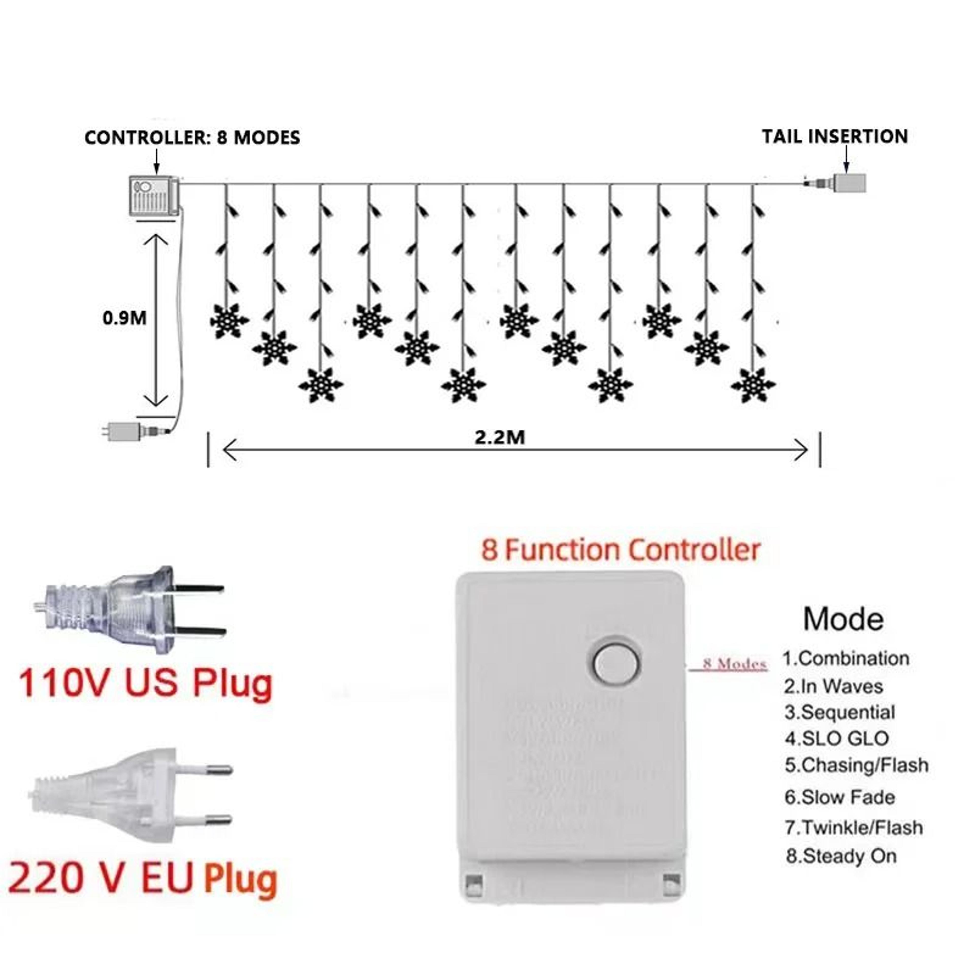 SnowGlow Snowflake Curtain Lights 2