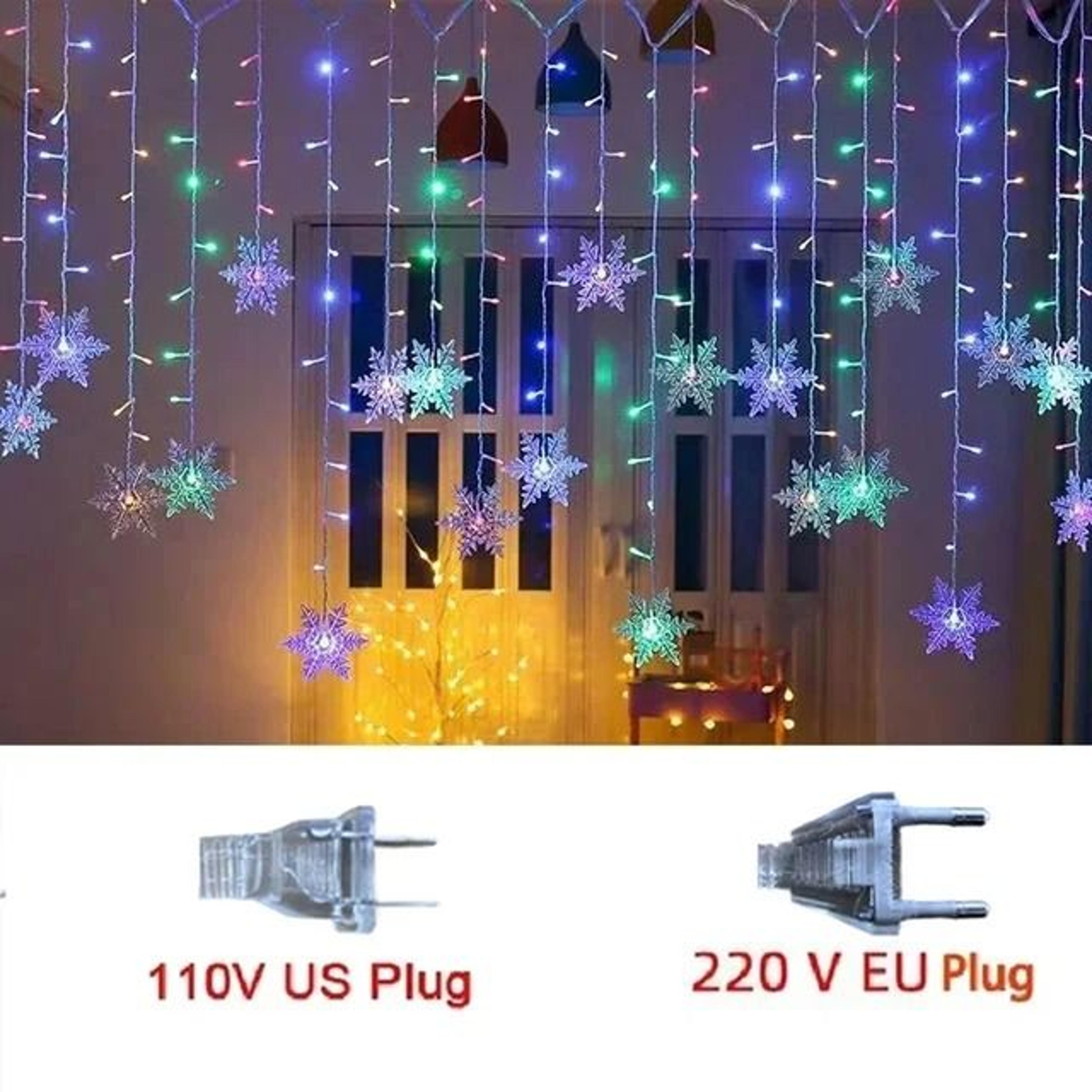 SnowGlow Snowflake Curtain Lights 9