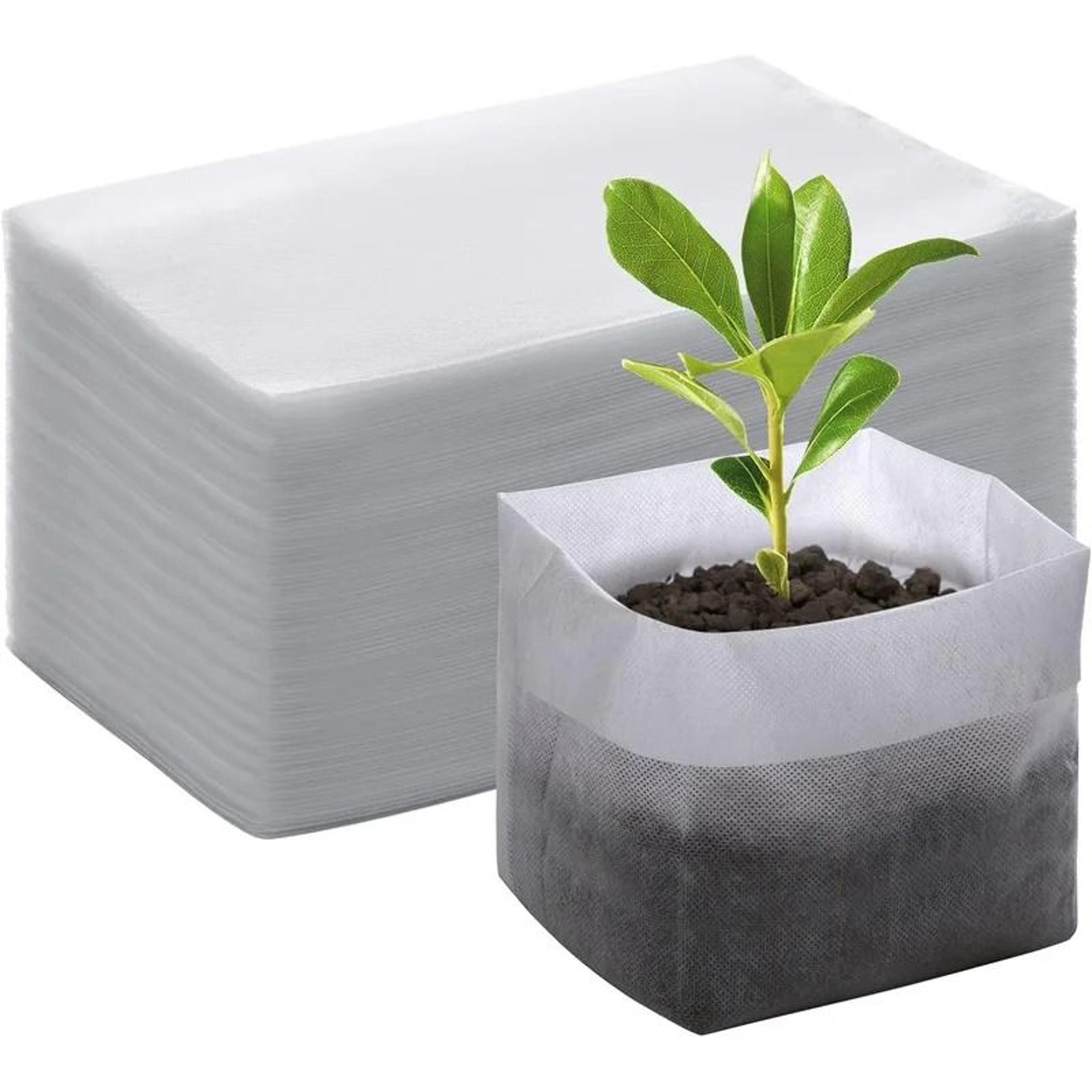 100-piece biodegradable non-woven nursery grow bags for seedlings, flowers & vegetables