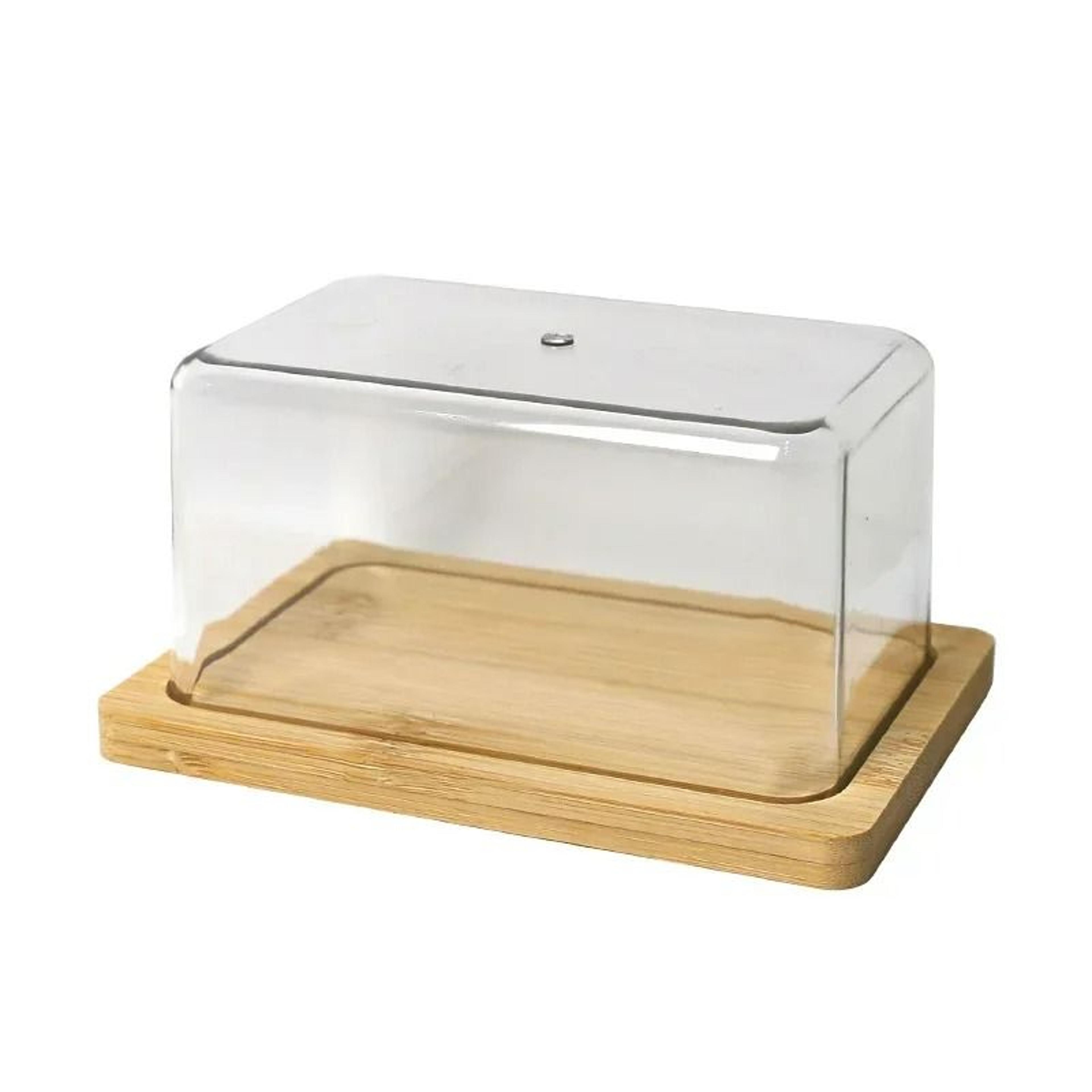 nordic bamboo butter dish with clear acrylic lid for countertop & table storage