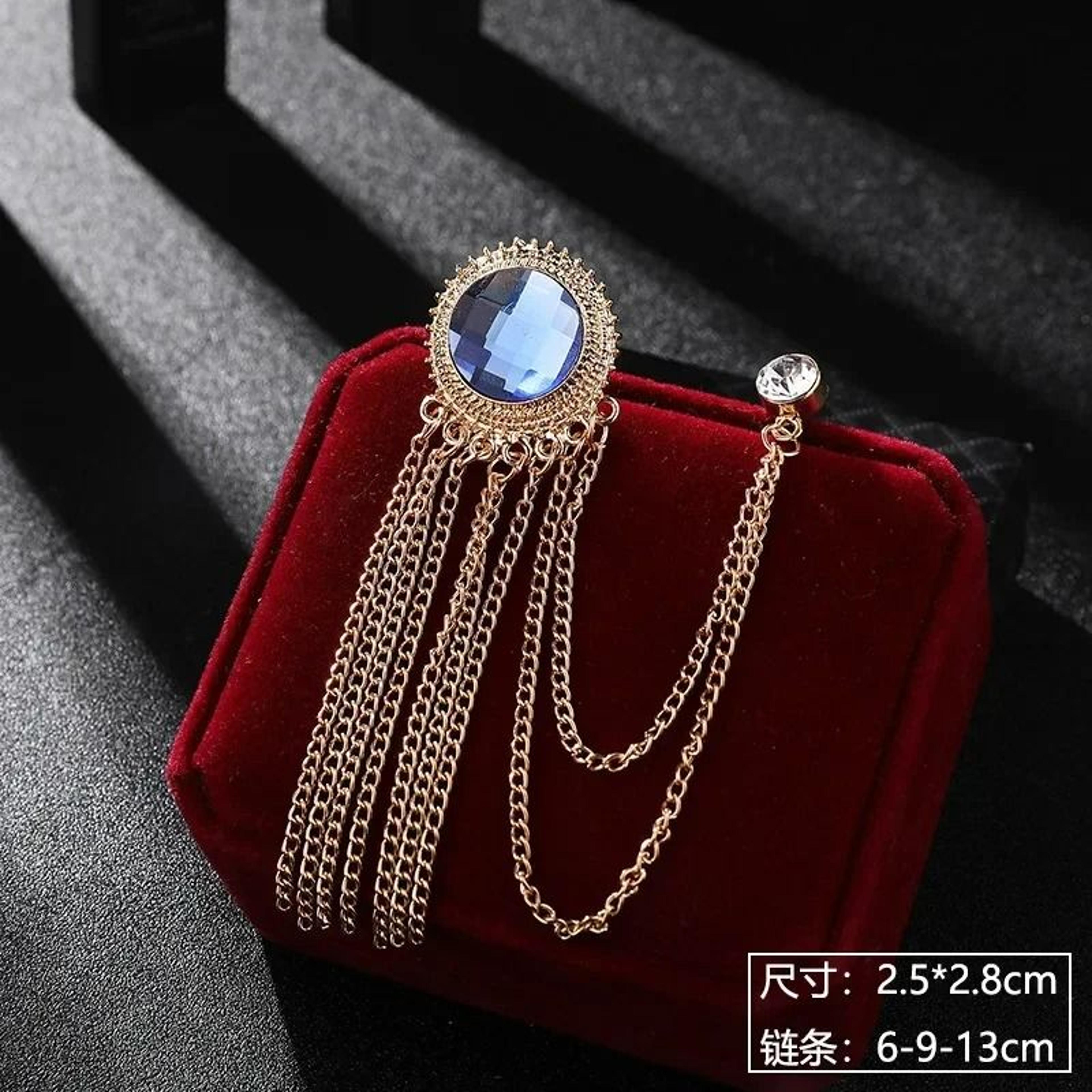 NoirGleam Crystal Tassel Brooch 14