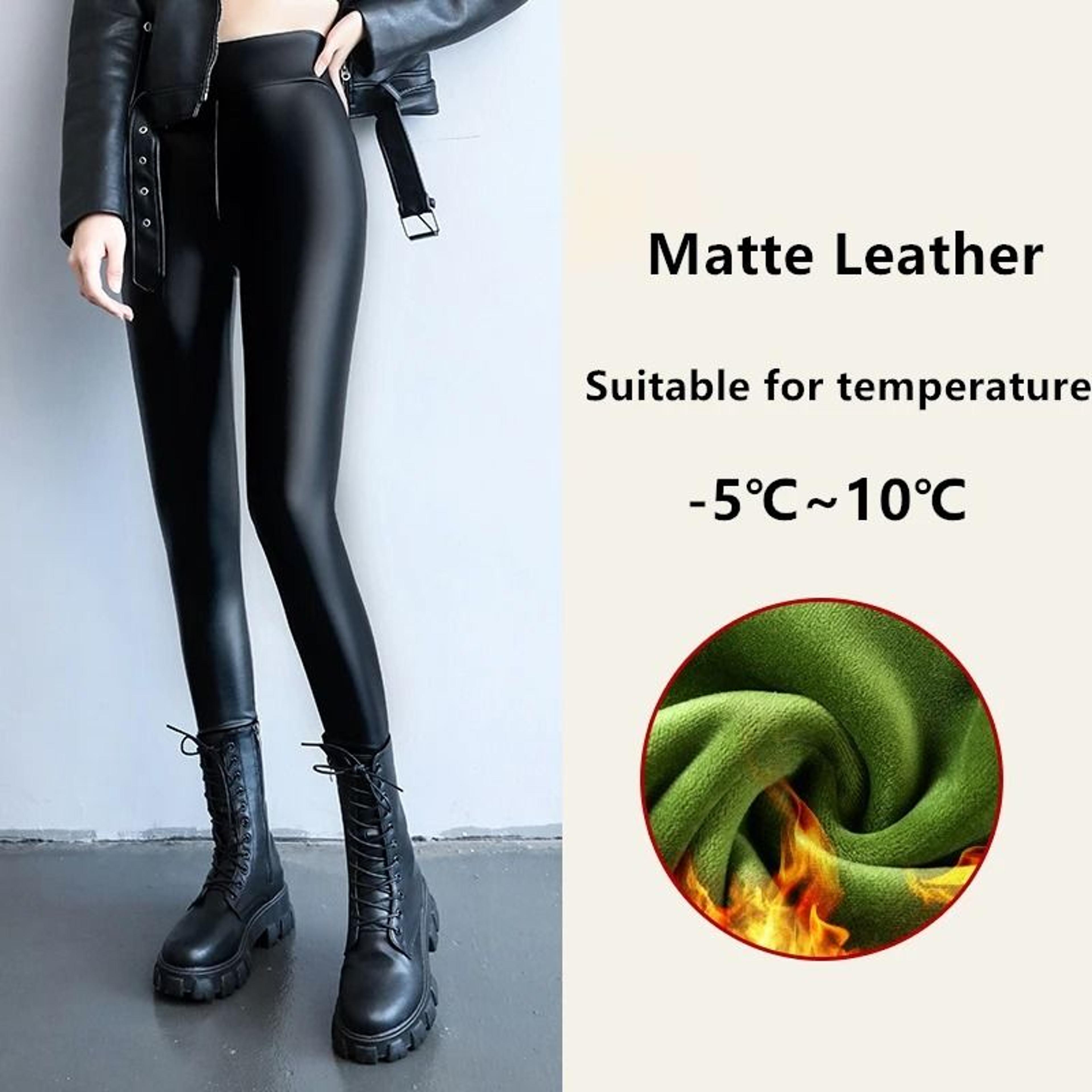 FrostLuxe High Waist Fleece Lined Leather Leggings 9