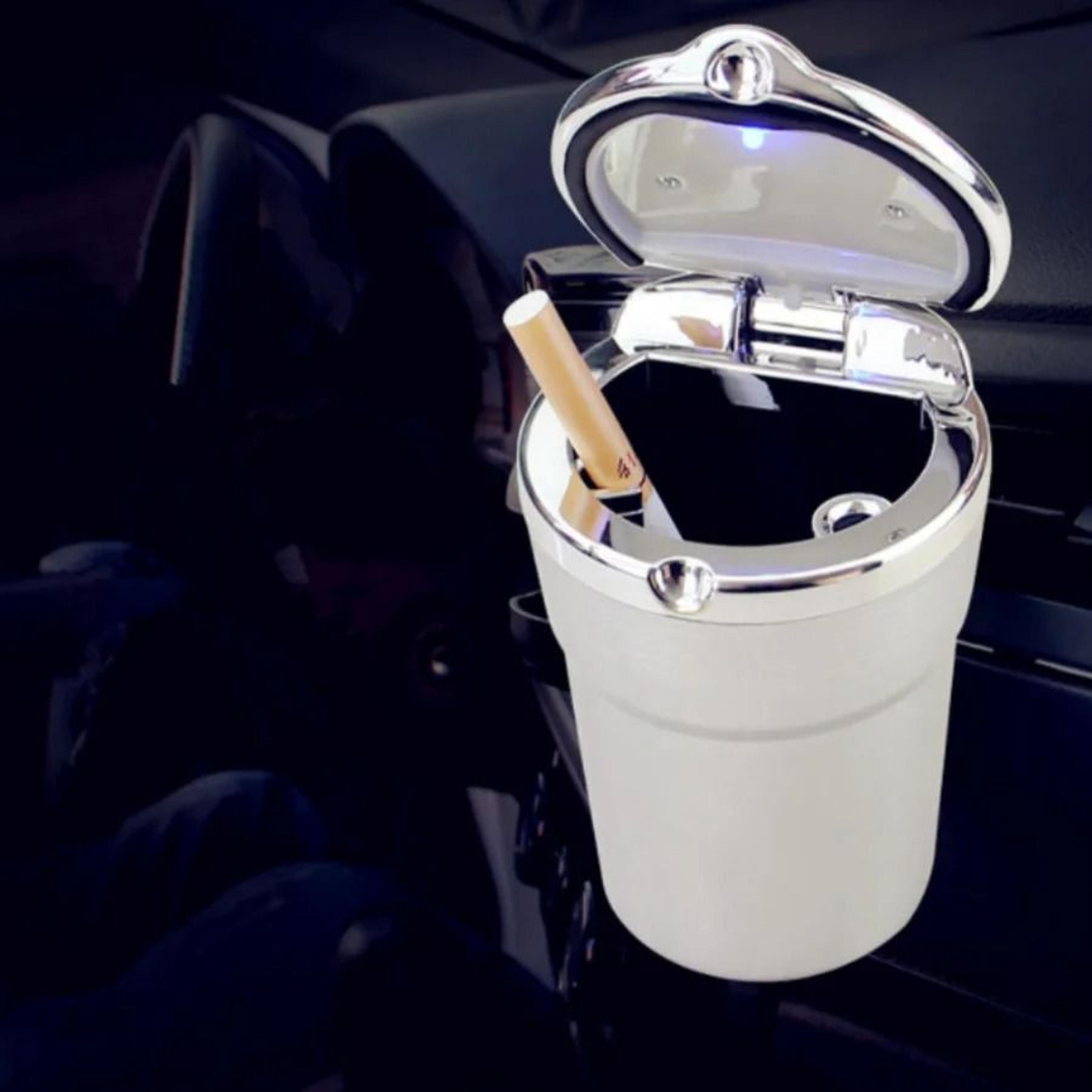 lumibin led car ashtray with covered trash container