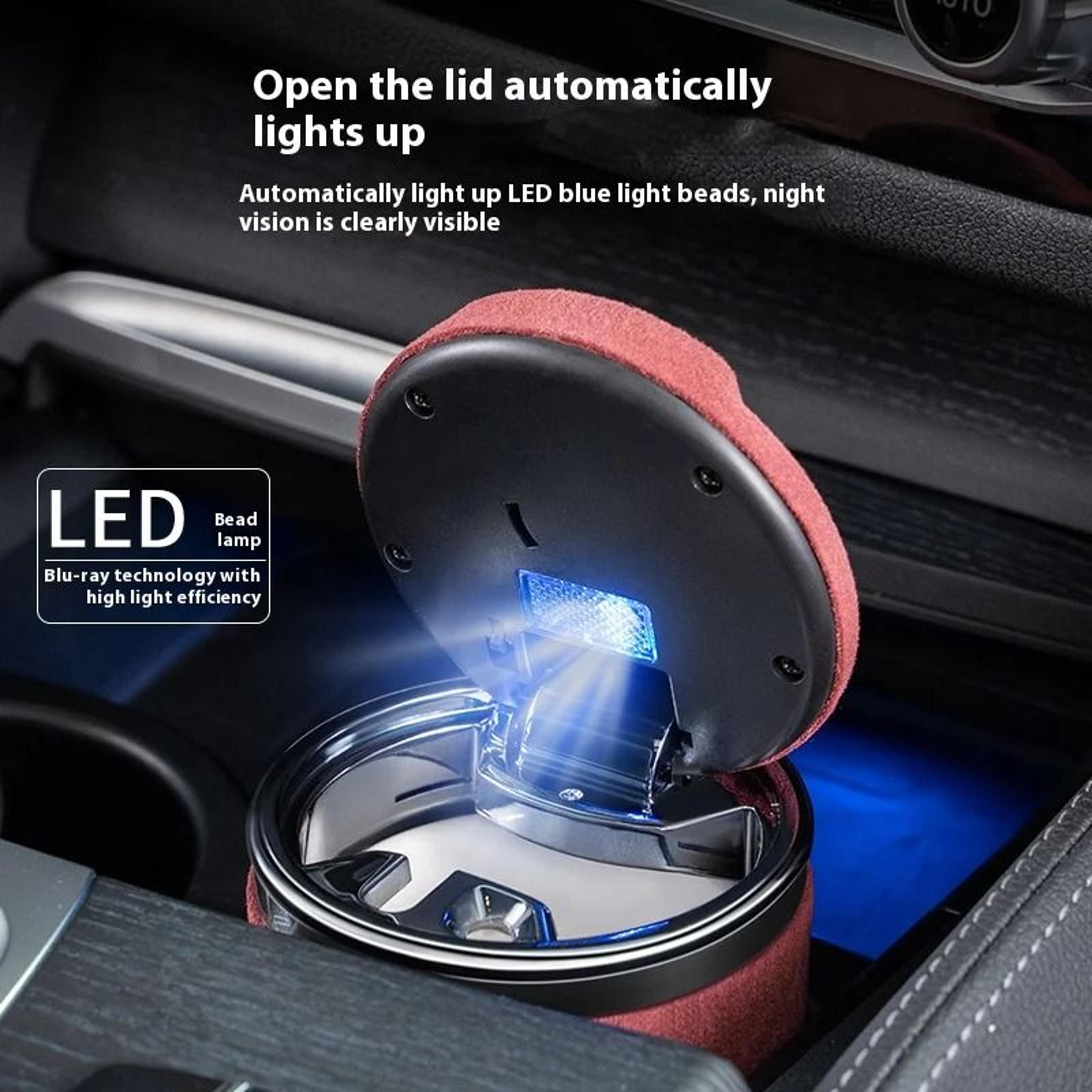 VeloraLux Suede Leather LED Car Ashtray 2