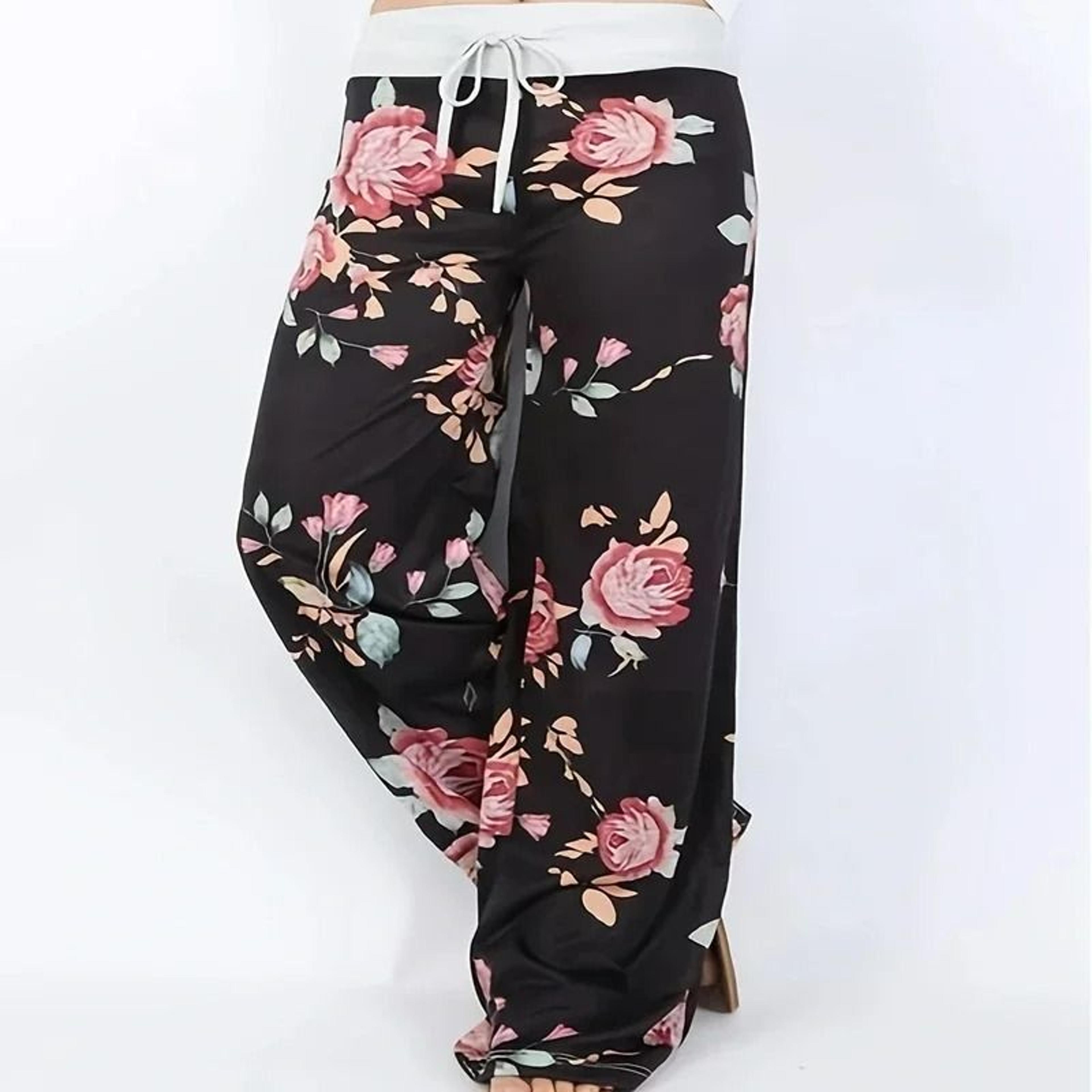 FlowMuse Plus Size Printed Wide Leg Pants 2
