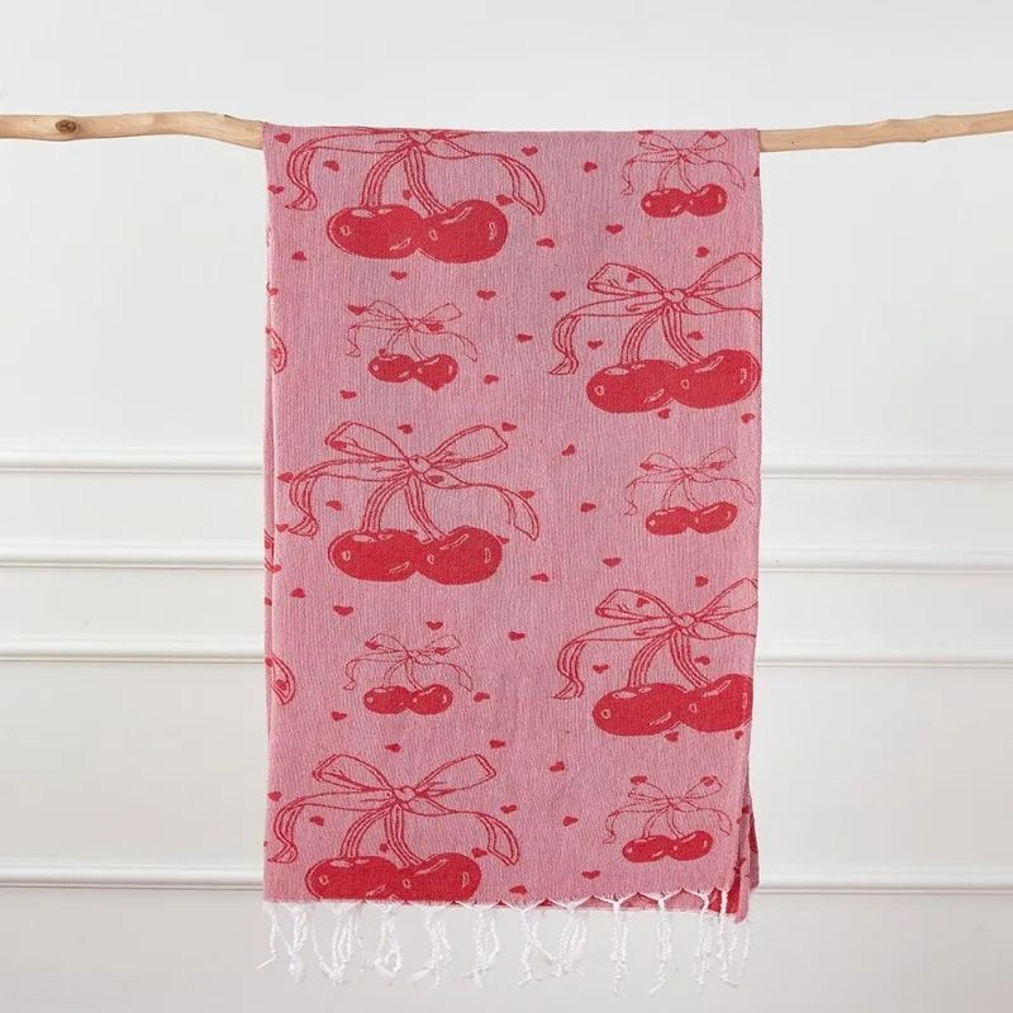 CherryBliss Turkish Fringed Beach Towel 0