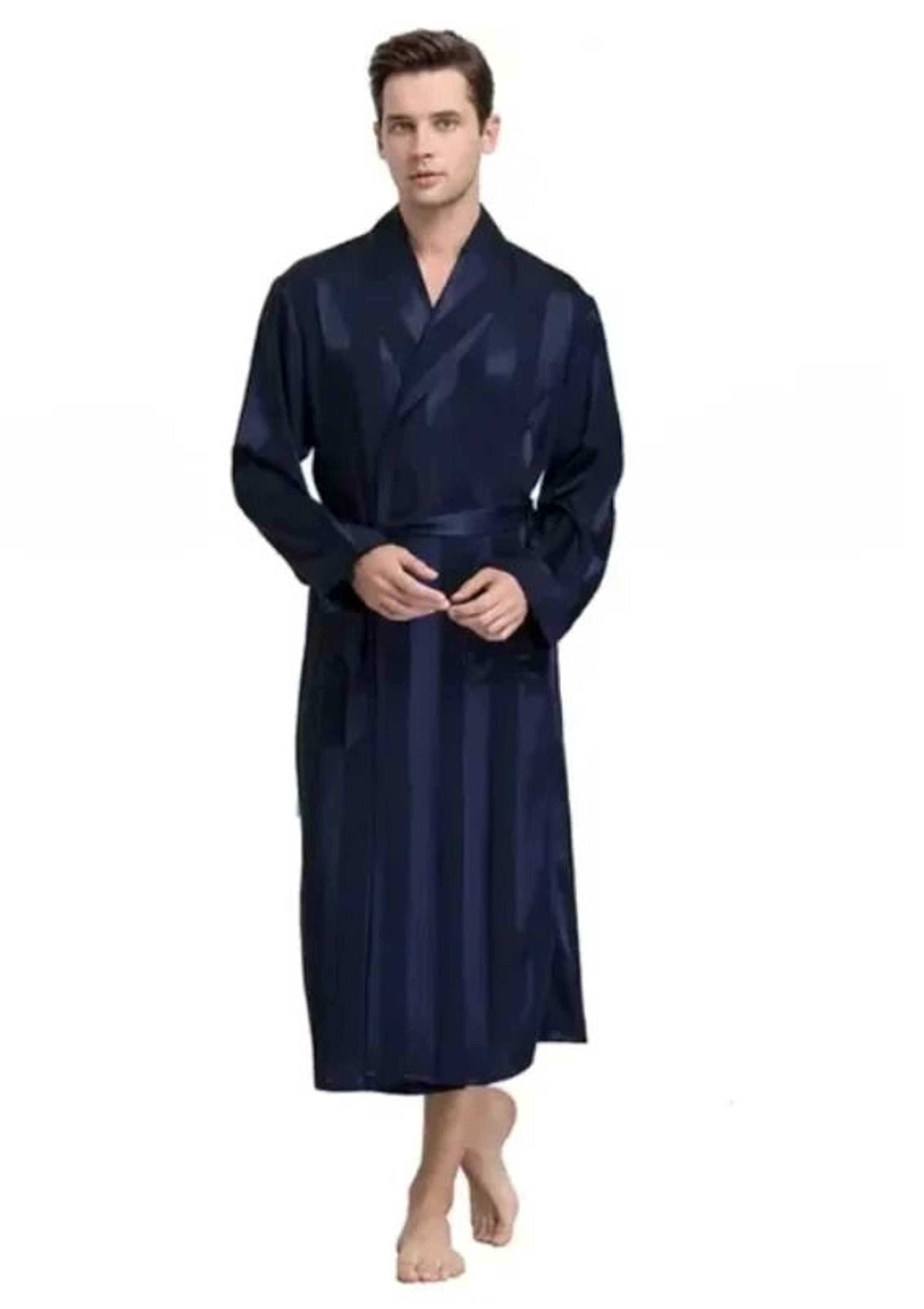 RegalSilk Mens Gold Print Satin Kimono Robe 11