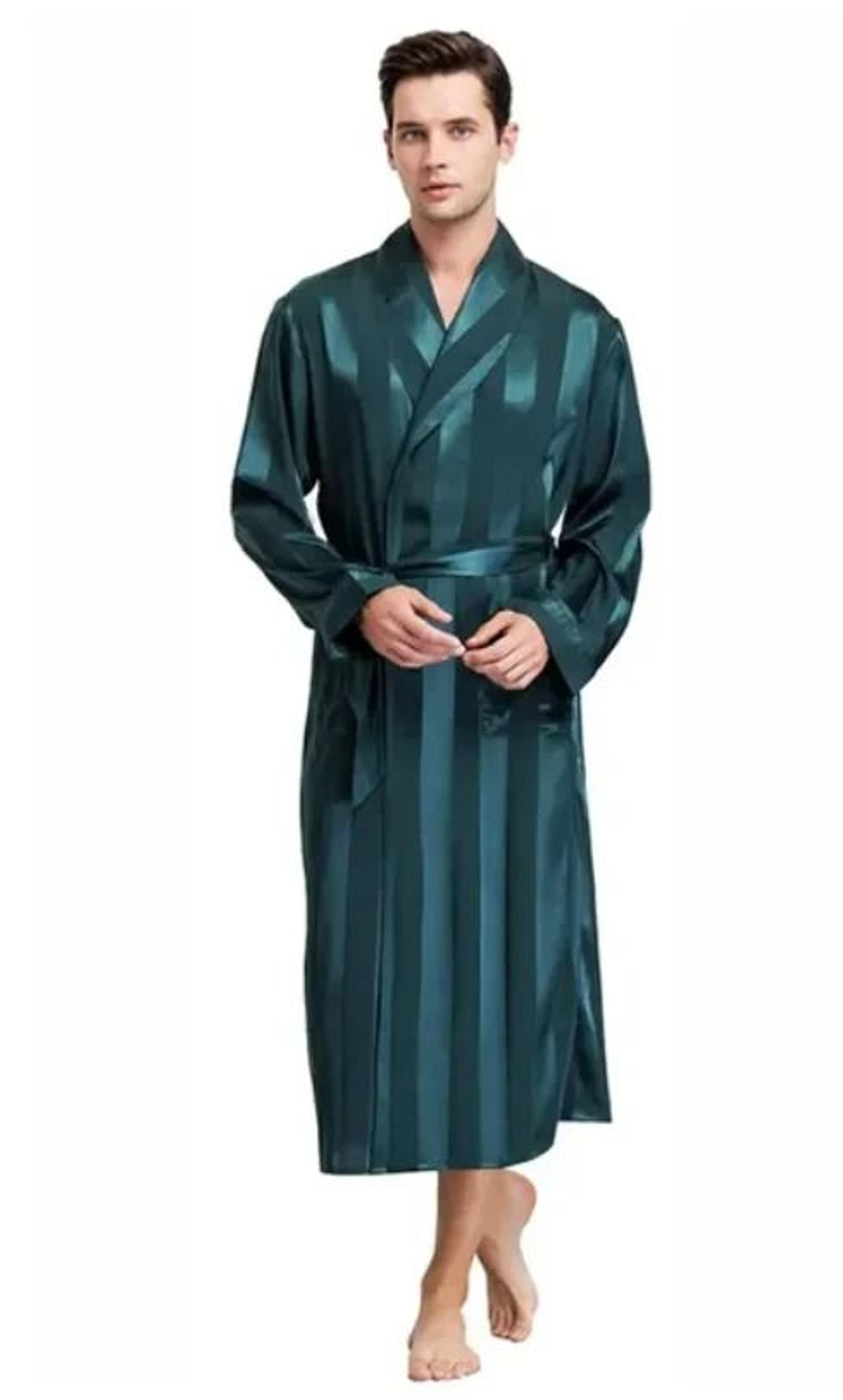RegalSilk Mens Gold Print Satin Kimono Robe 13