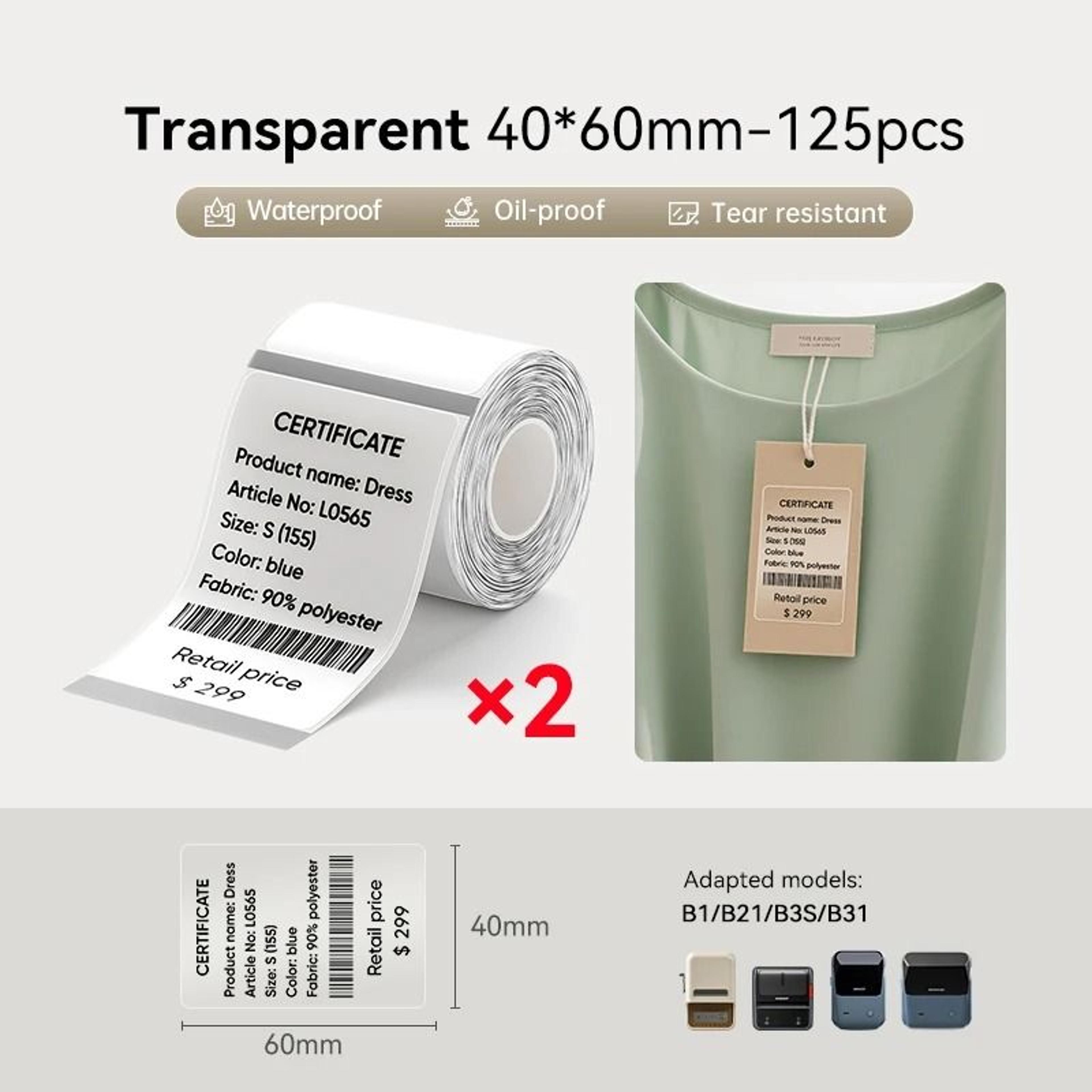 ClearMark Transparent Thermal Label Sticker Rolls 7