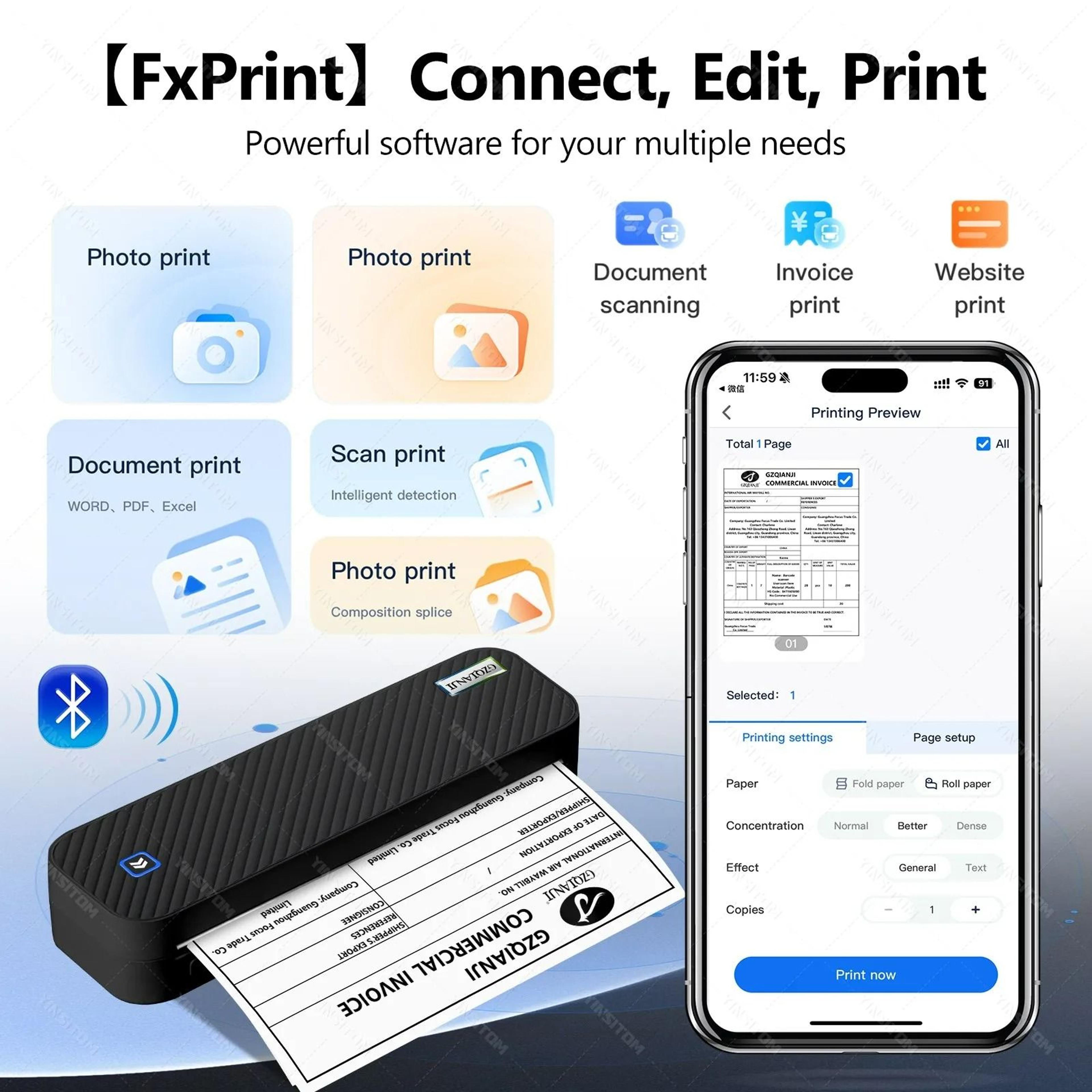 PrintEase Portable Bluetooth Thermal Printer 4