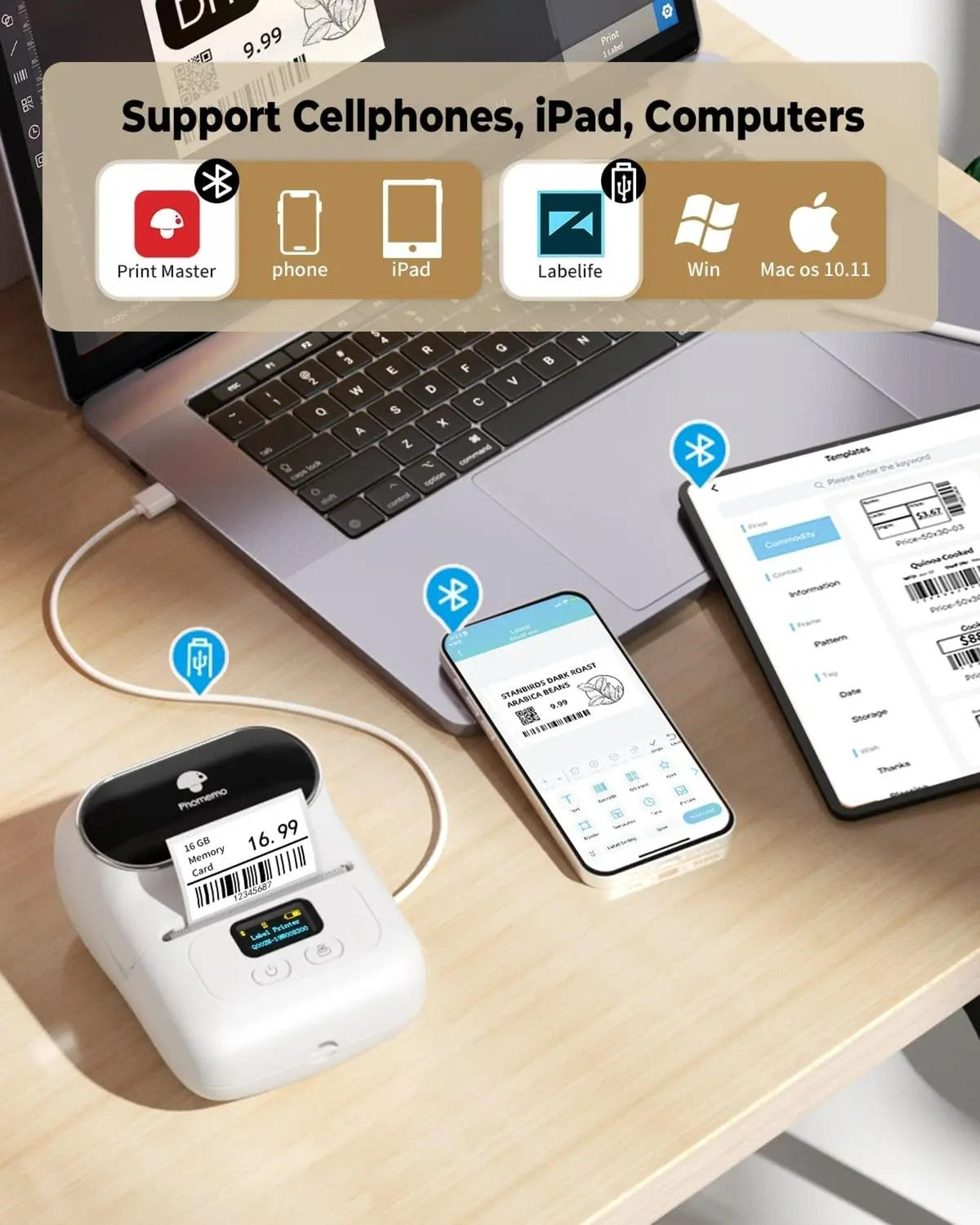 LabelSync Phomemo Bluetooth Portable Label Printer 3