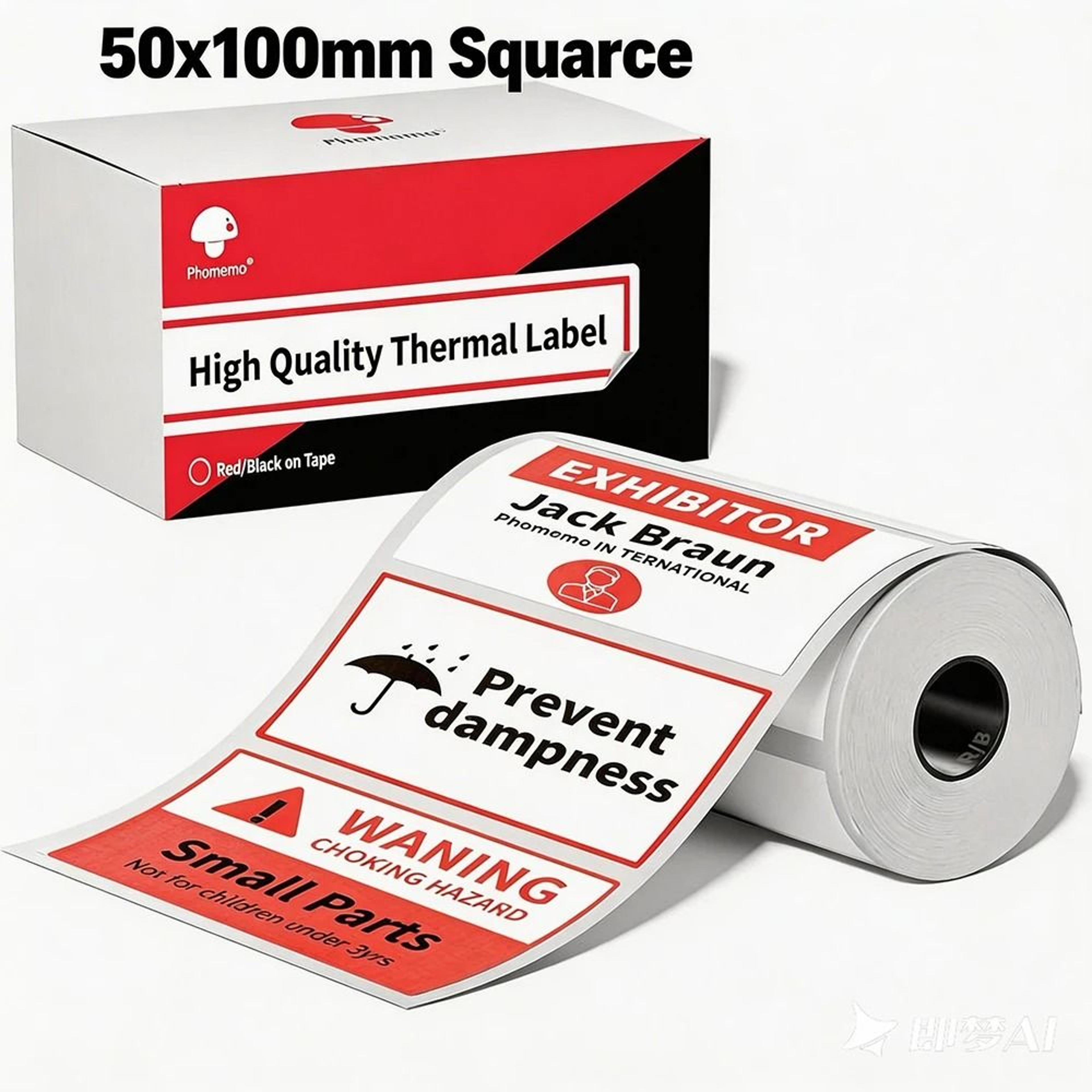 AlertMark Phomemo Red Black Thermal Warning Labels 8