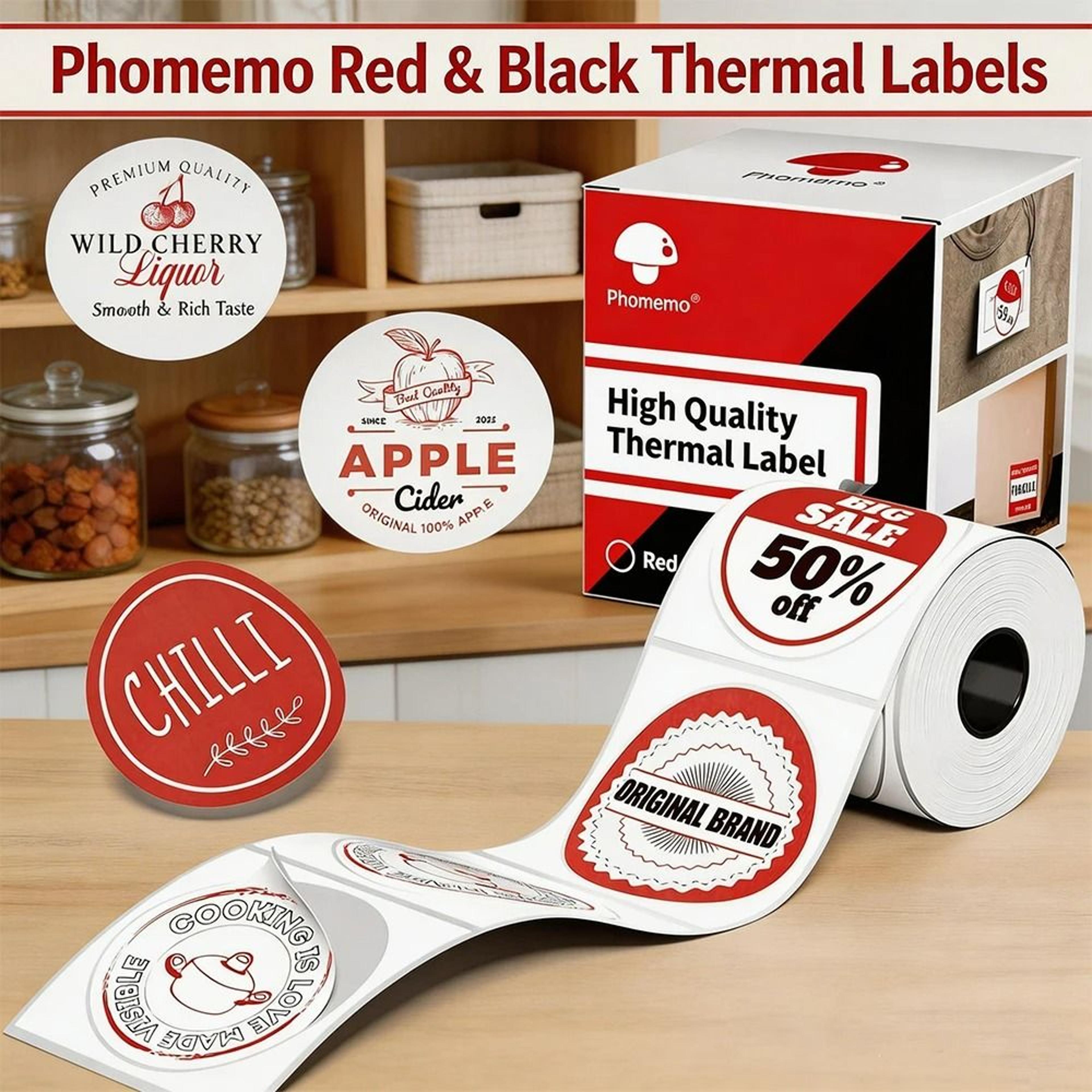 AlertMark Phomemo Red Black Thermal Warning Labels 1