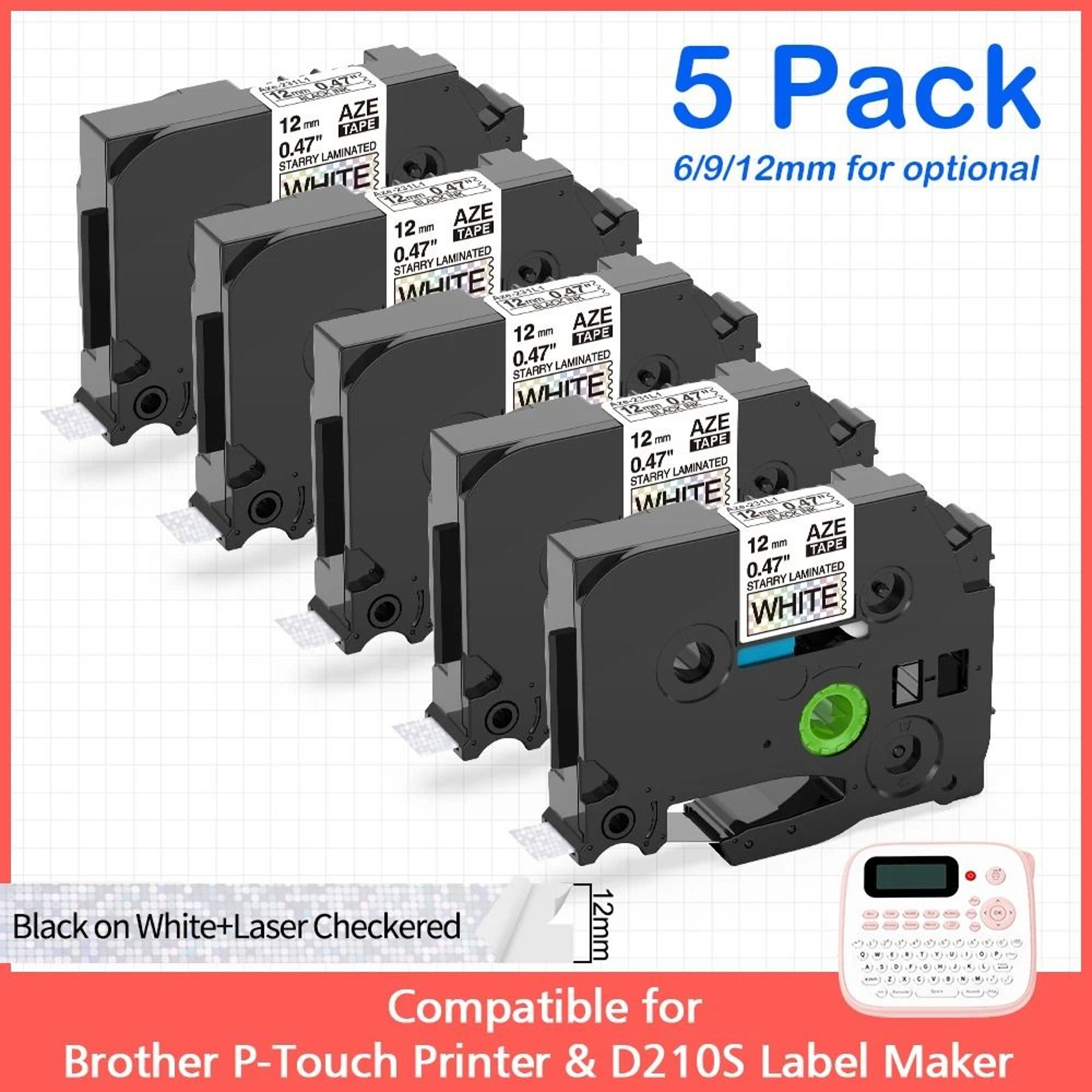 LaserGlow Glitter Checkered Label Tape For Brother P Touch 9