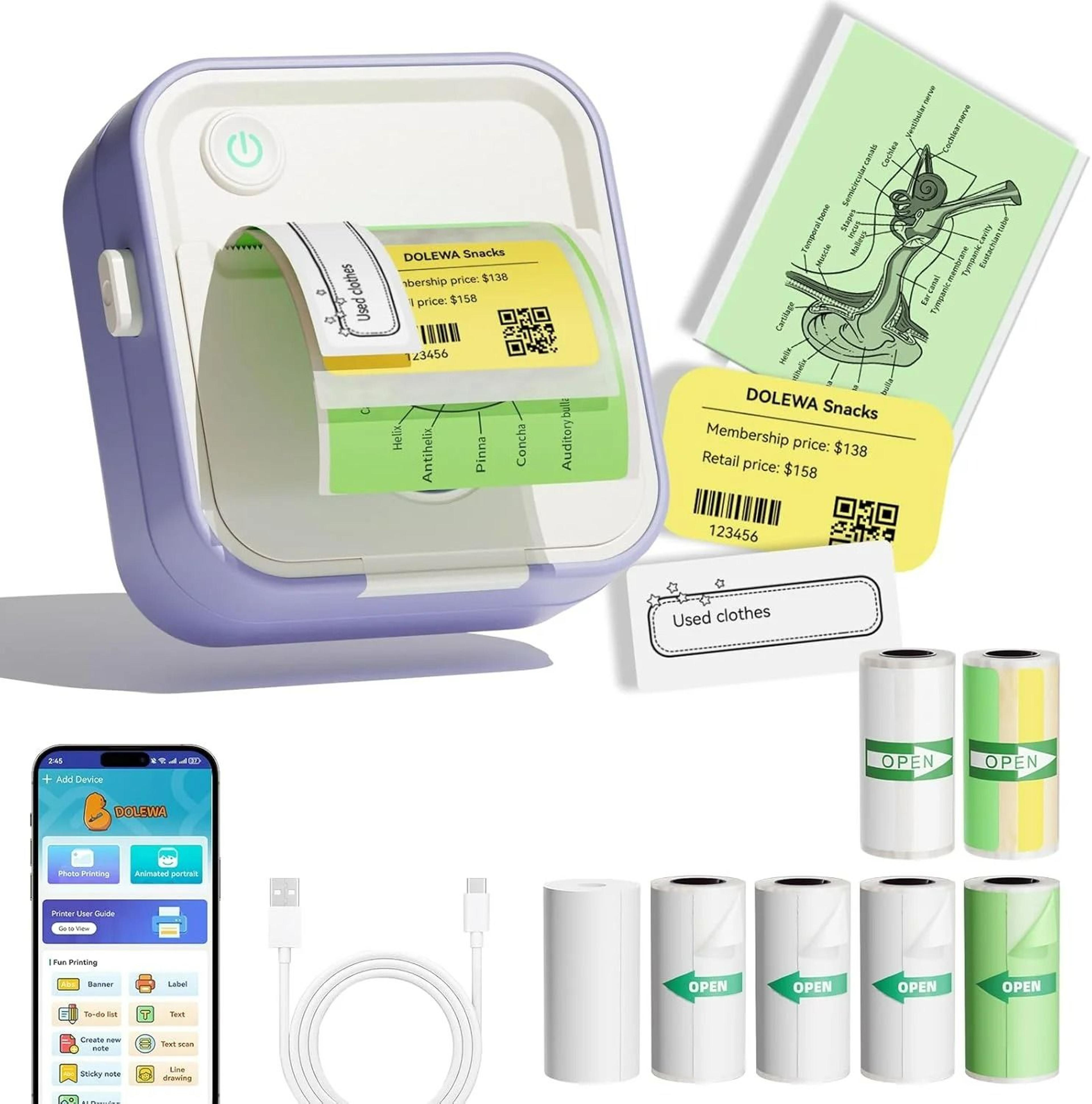 PrintNova D5 Adjustable Mini Thermal Label Printer 8