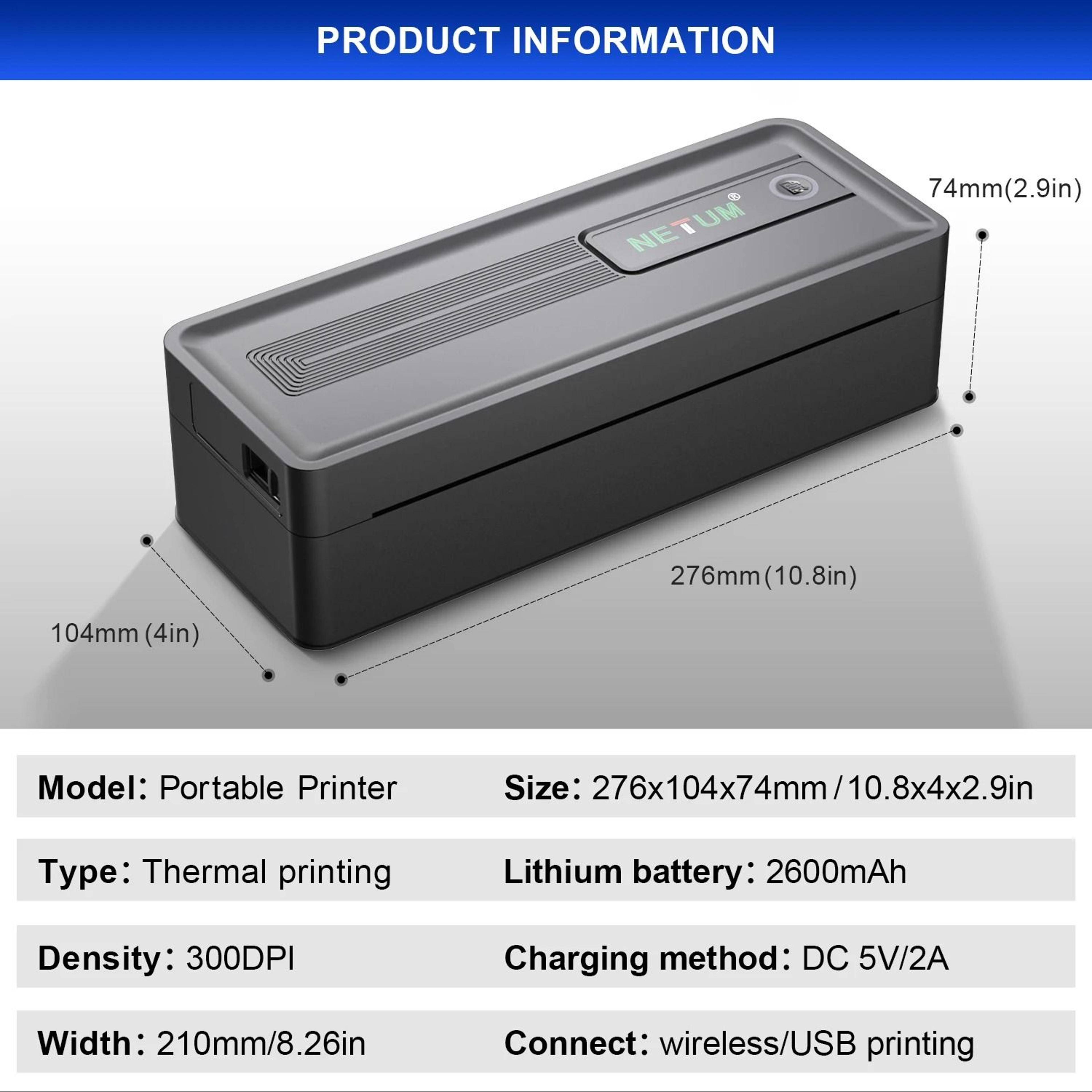 A4 Portable Bluetooth Thermal Printer 300DPI 5