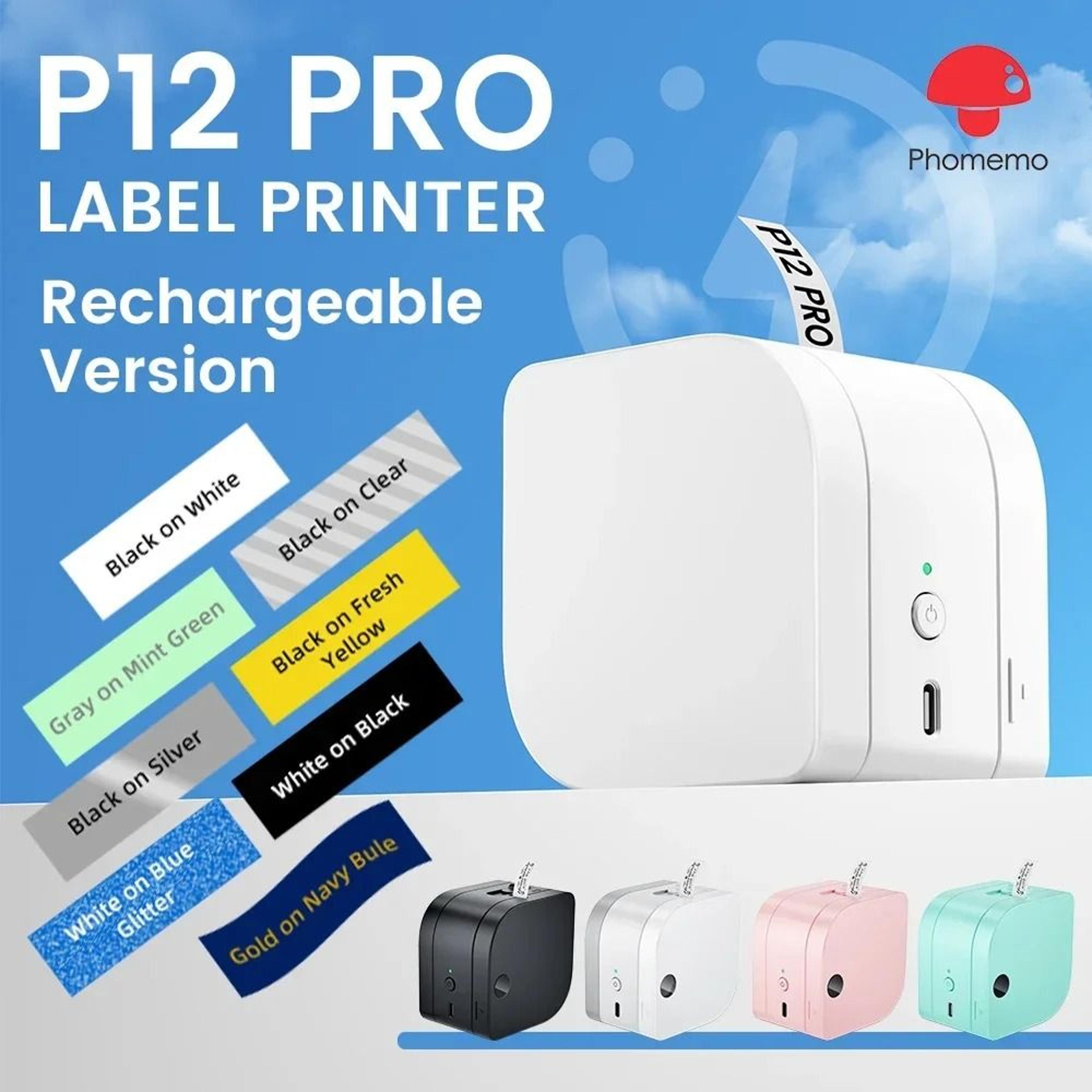 phomemo p12 pro rechargeable bluetooth label maker