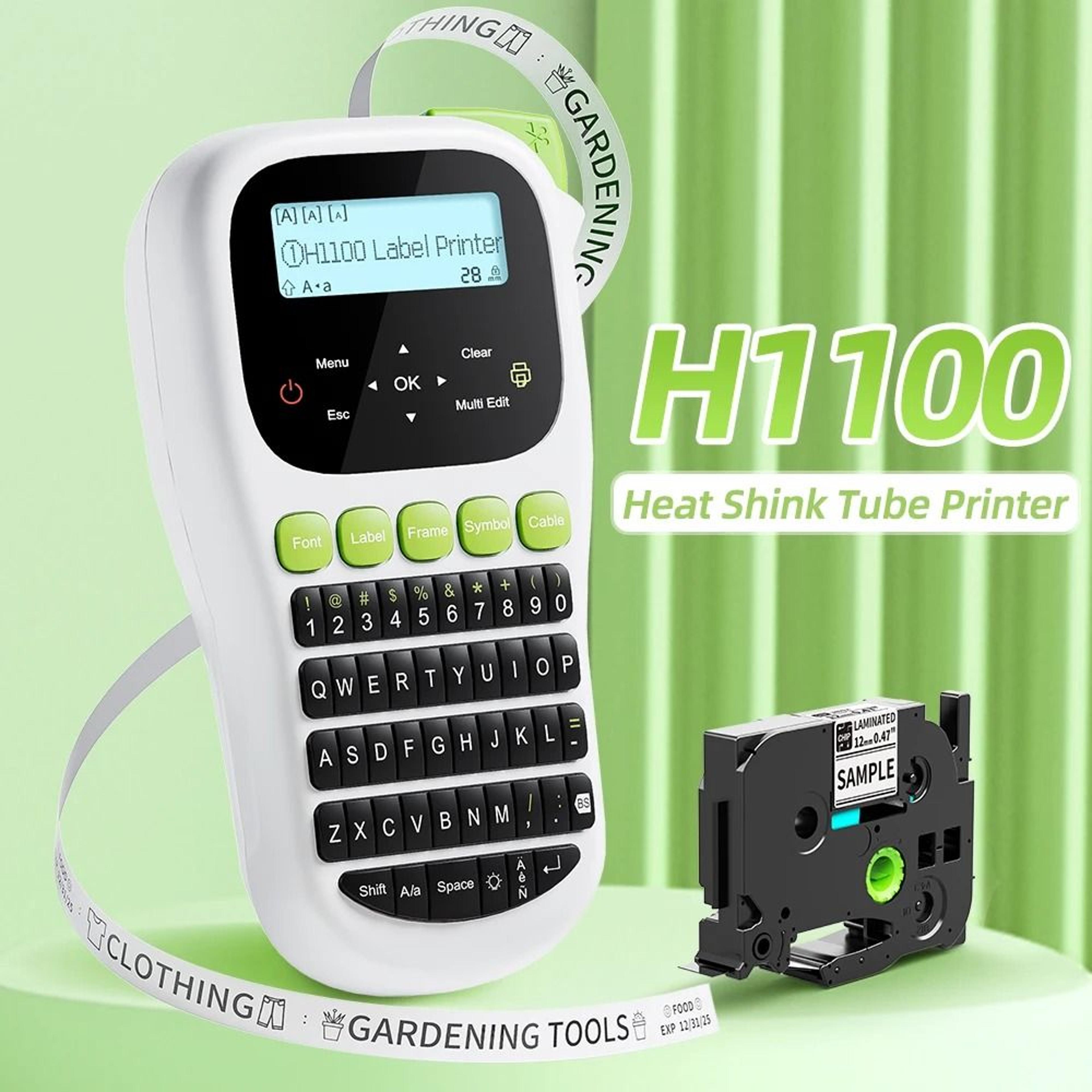h1100 portable handheld label maker with backlit display