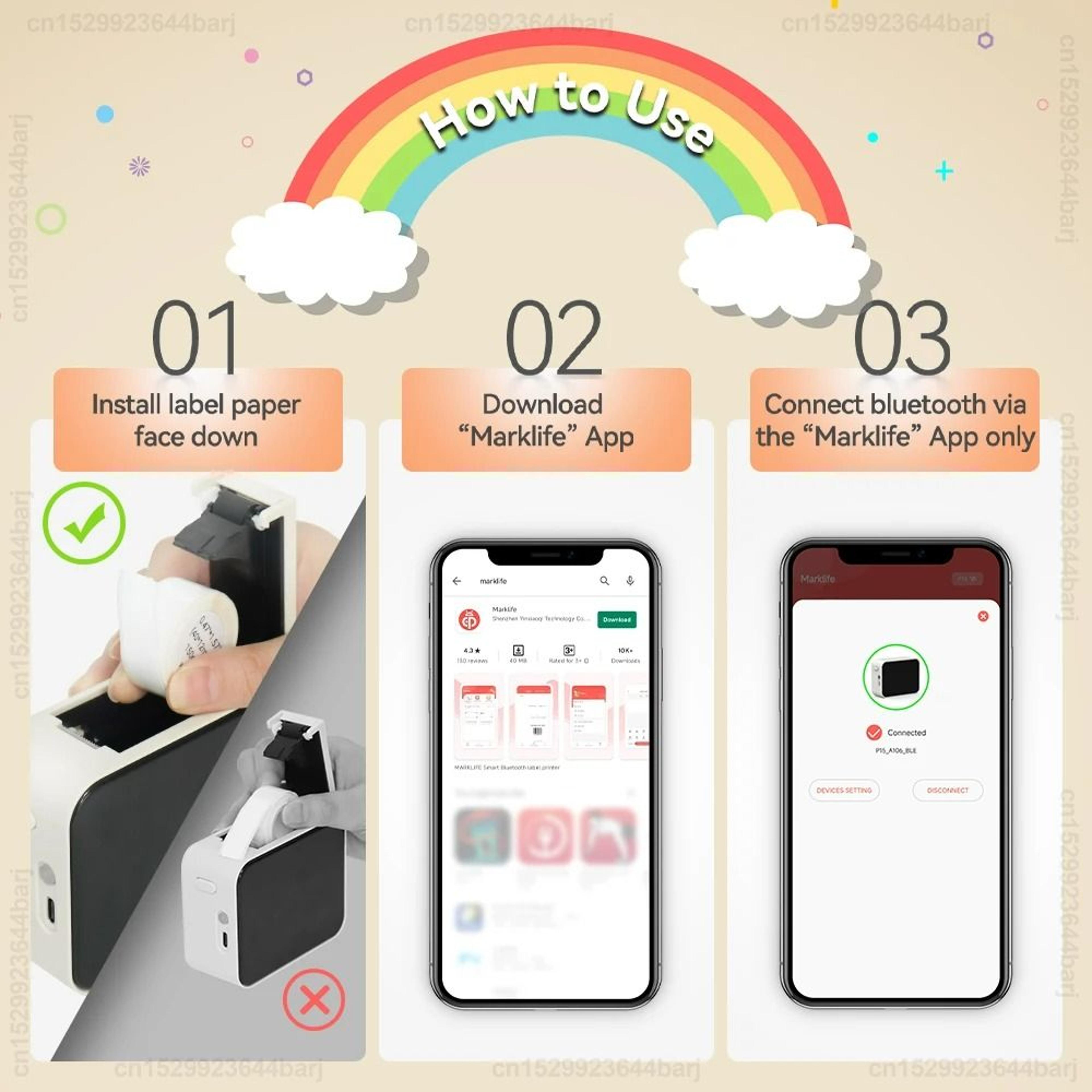 P15 Portable Bluetooth Thermal Sticker Label Maker 3