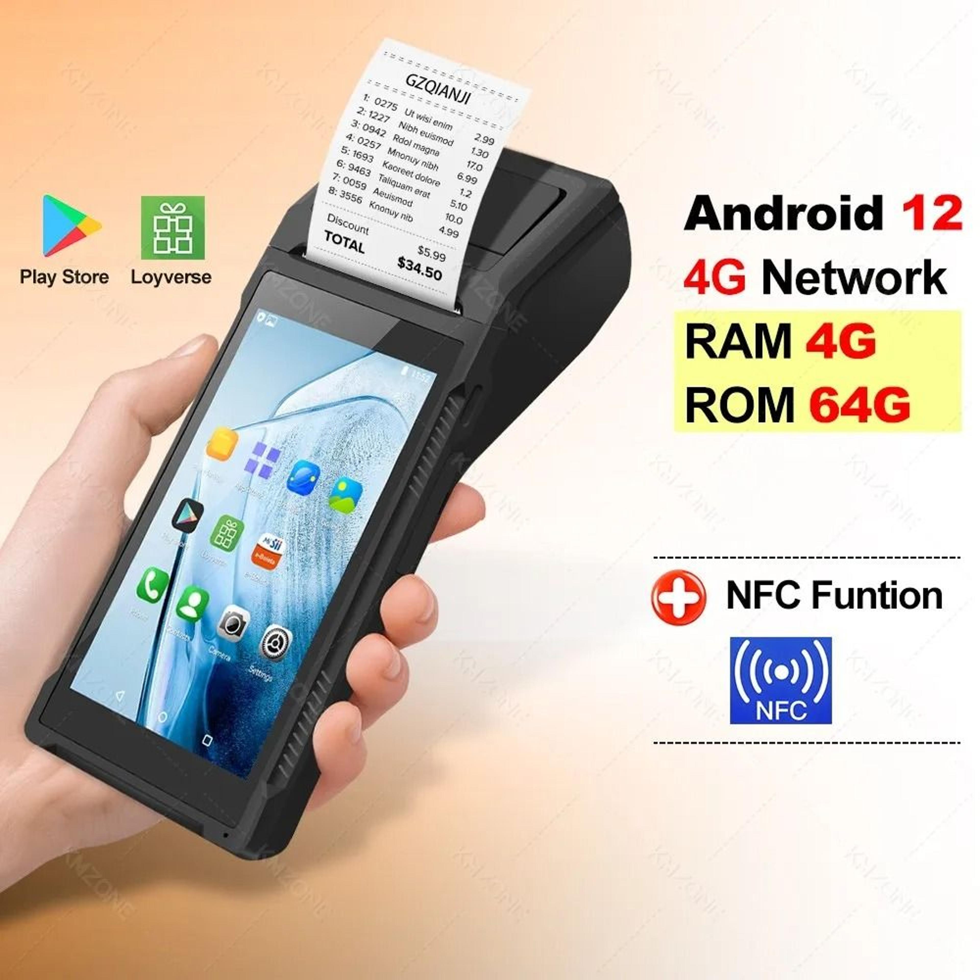 SmartPOS Android Handheld Receipt Printer Terminal 12