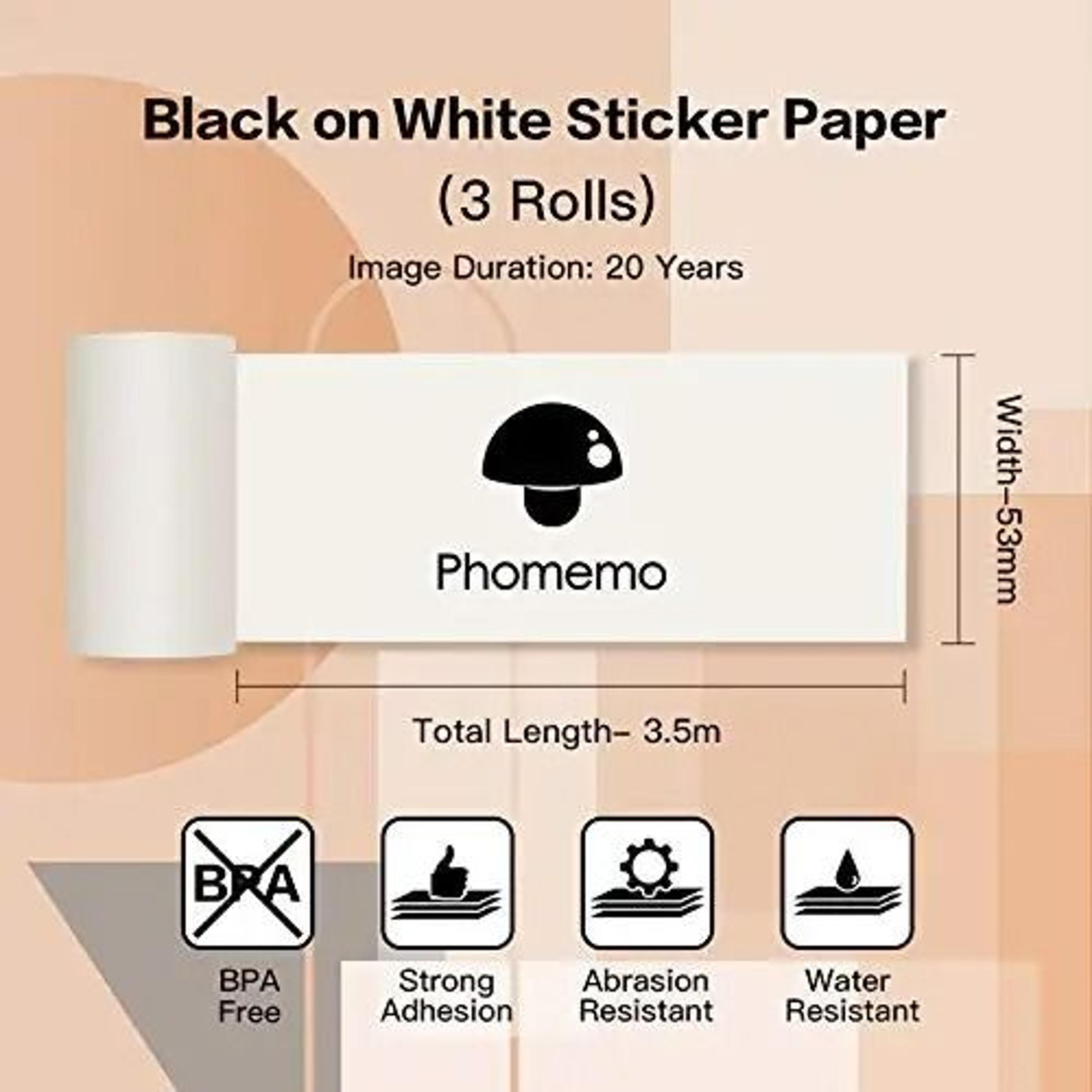 Phomemo M02 White Adhesive Paper Rolls 3 Pack 2