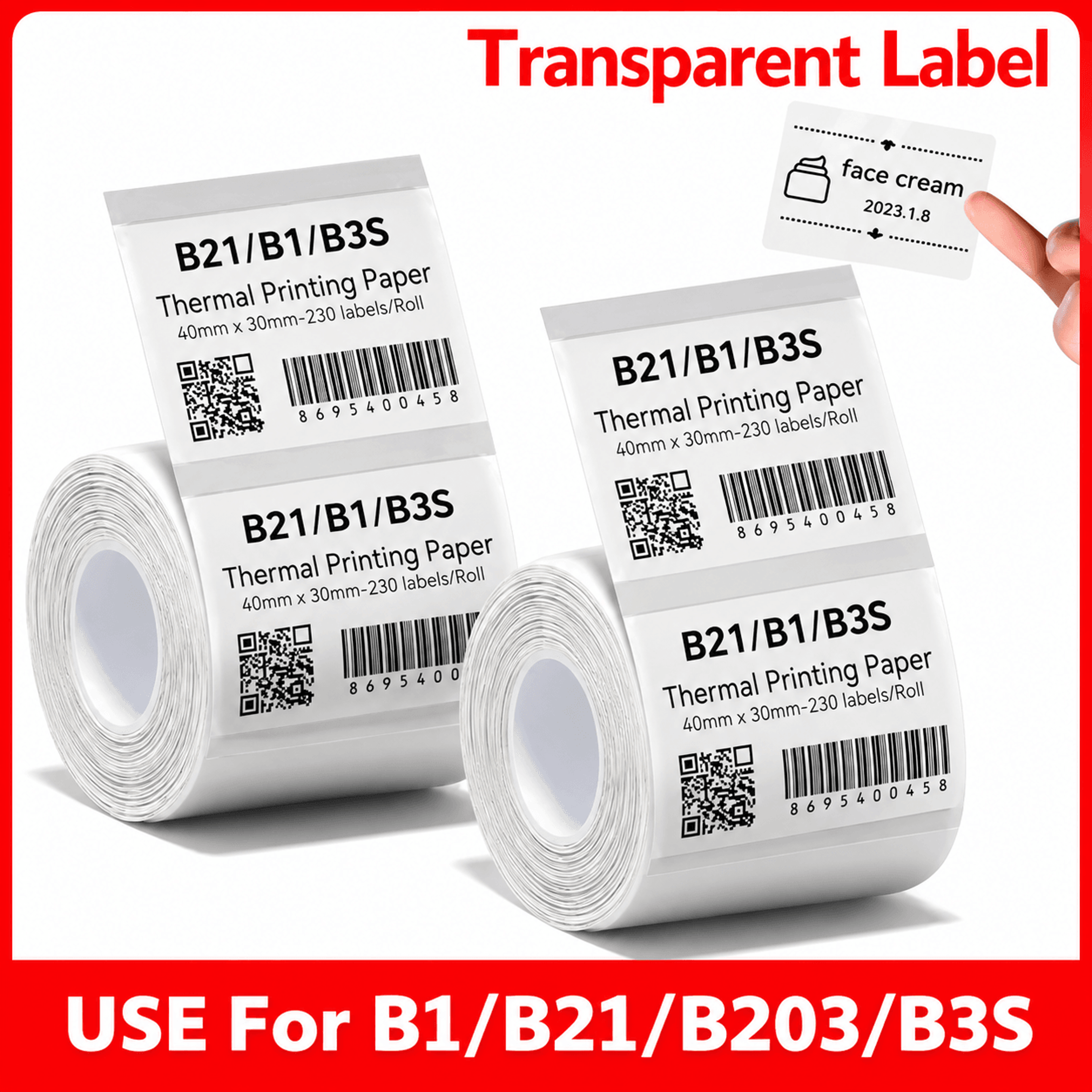 niimbot b1 b21 transparent thermal label stickers