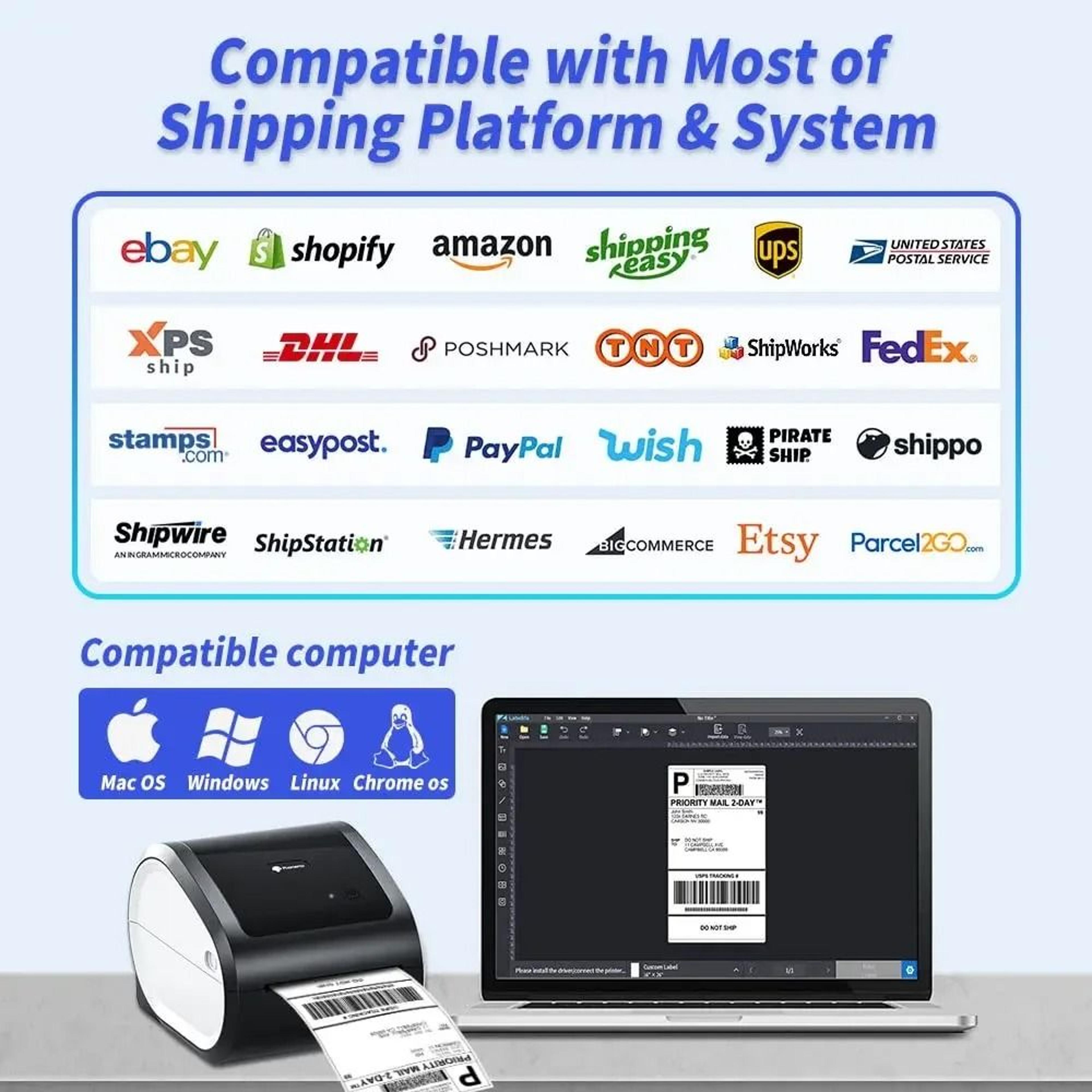 Wireless Bluetooth 4x6 Shipping Label Printer 4