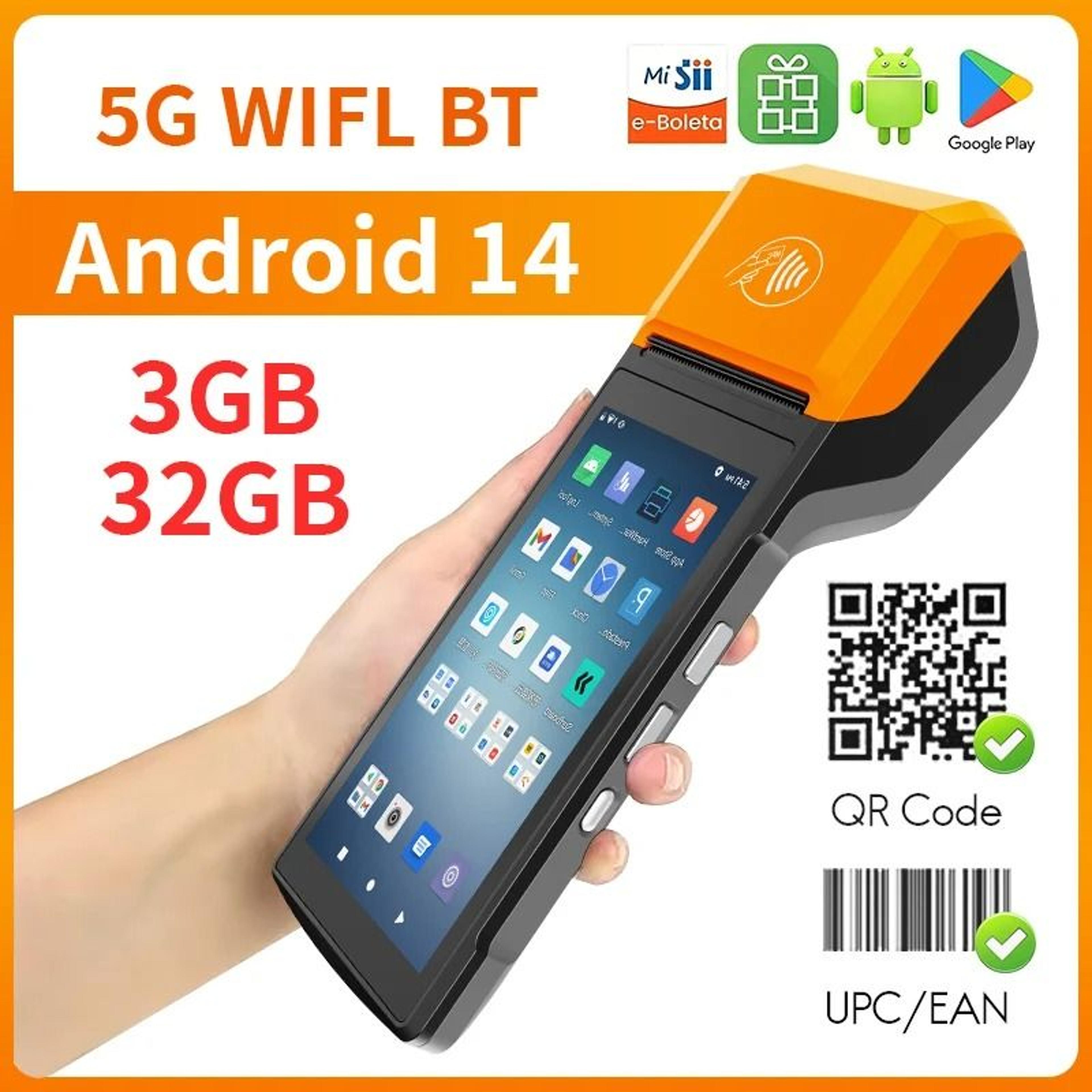 android 14 handheld pos receipt printer