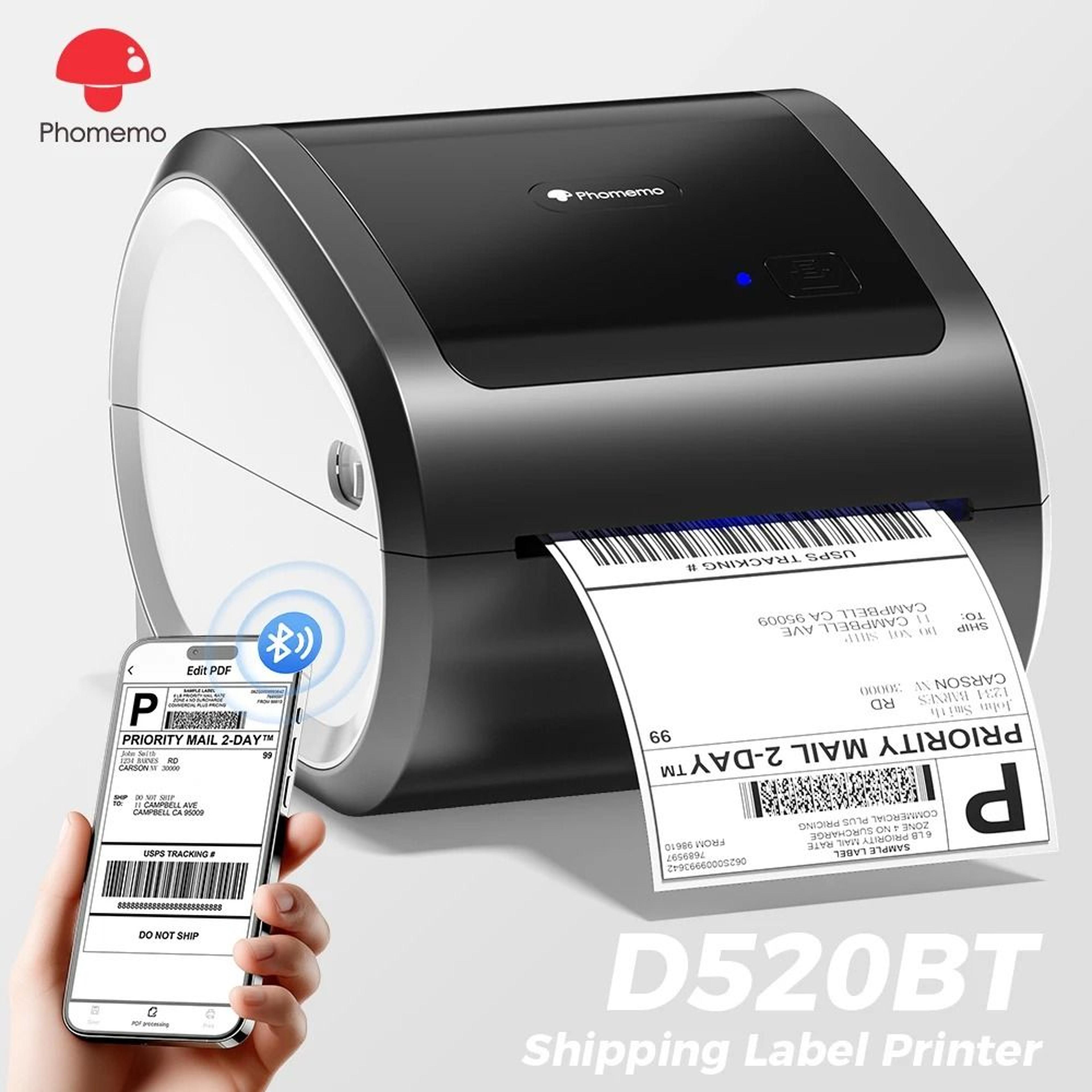 phomemo d520bt bluetooth shipping label printer