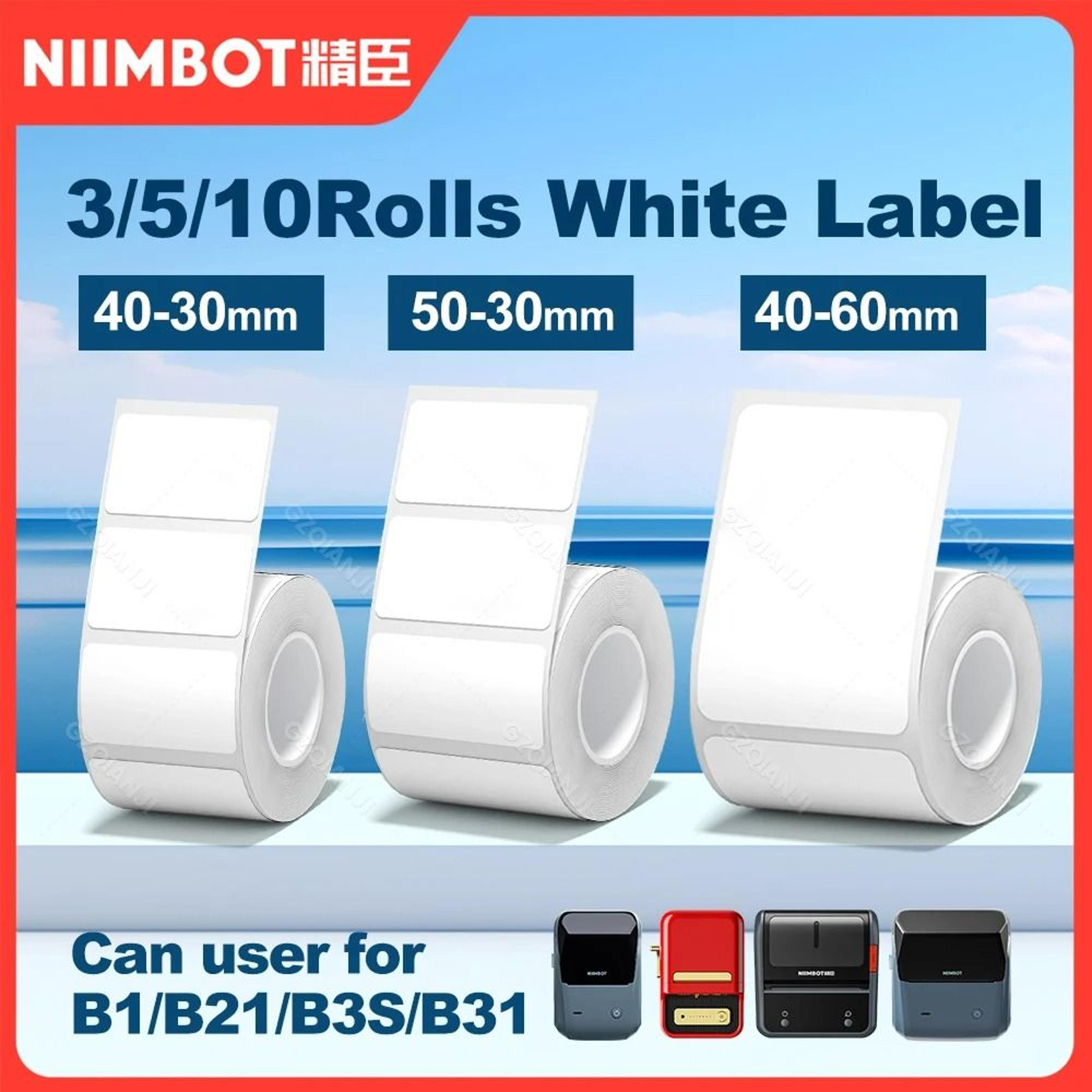 niimbot waterproof white thermal label rolls