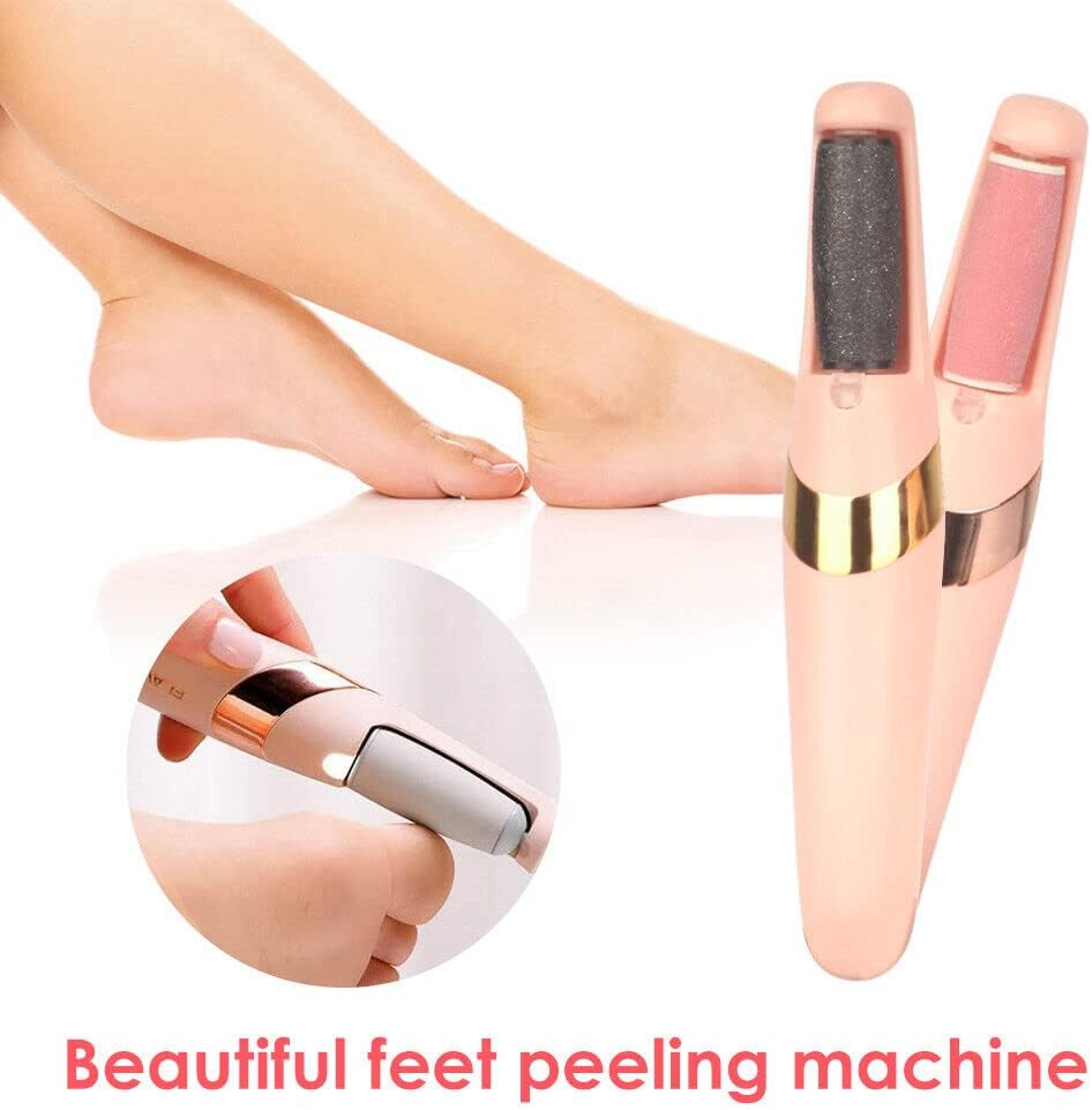 usb rechargeable electric foot grinder – pedicure tool with 2 removable roller heads for smooth, soft feet