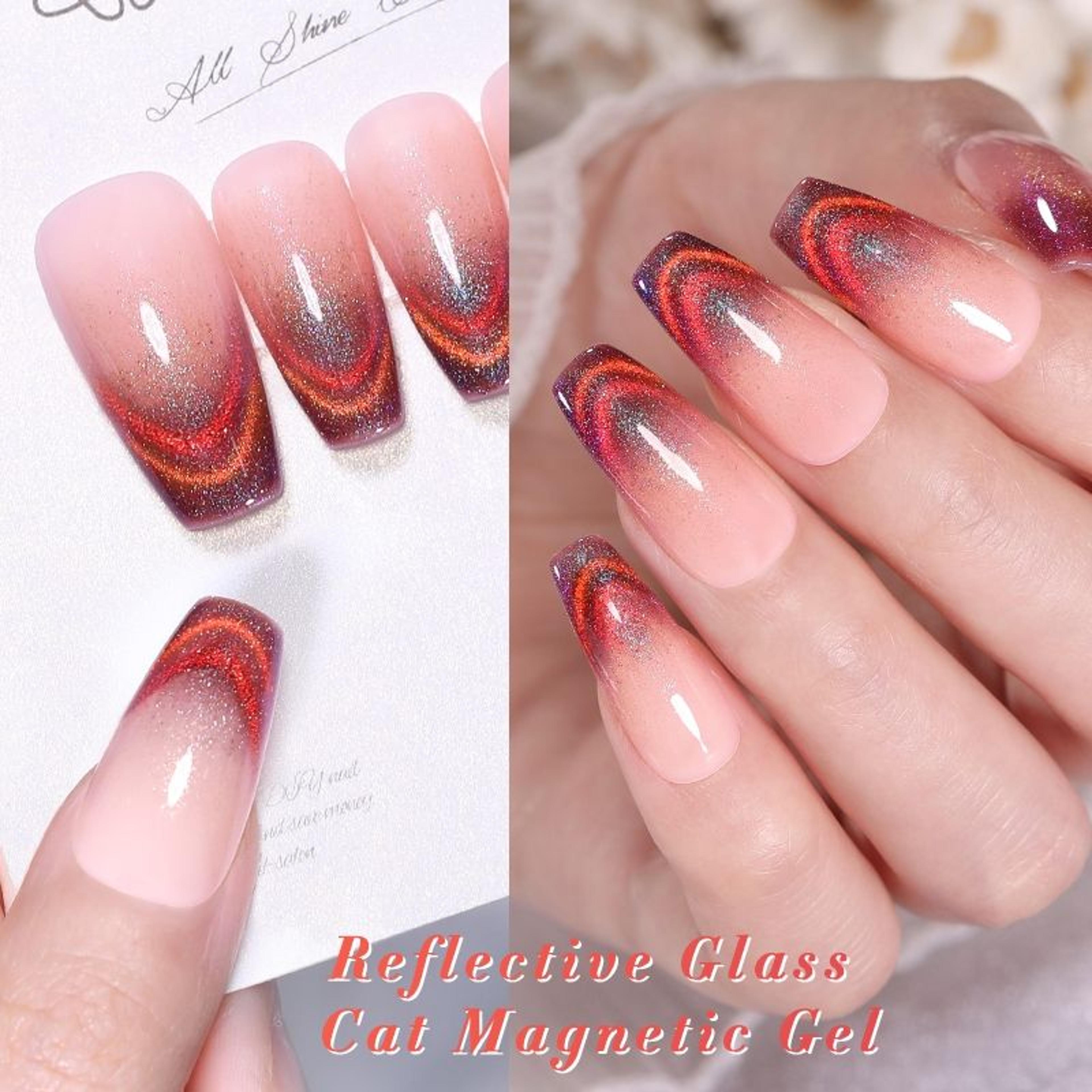 Cat Eye Magnetic Gel Polish Black Glass Shine For Winter Nail Art 24