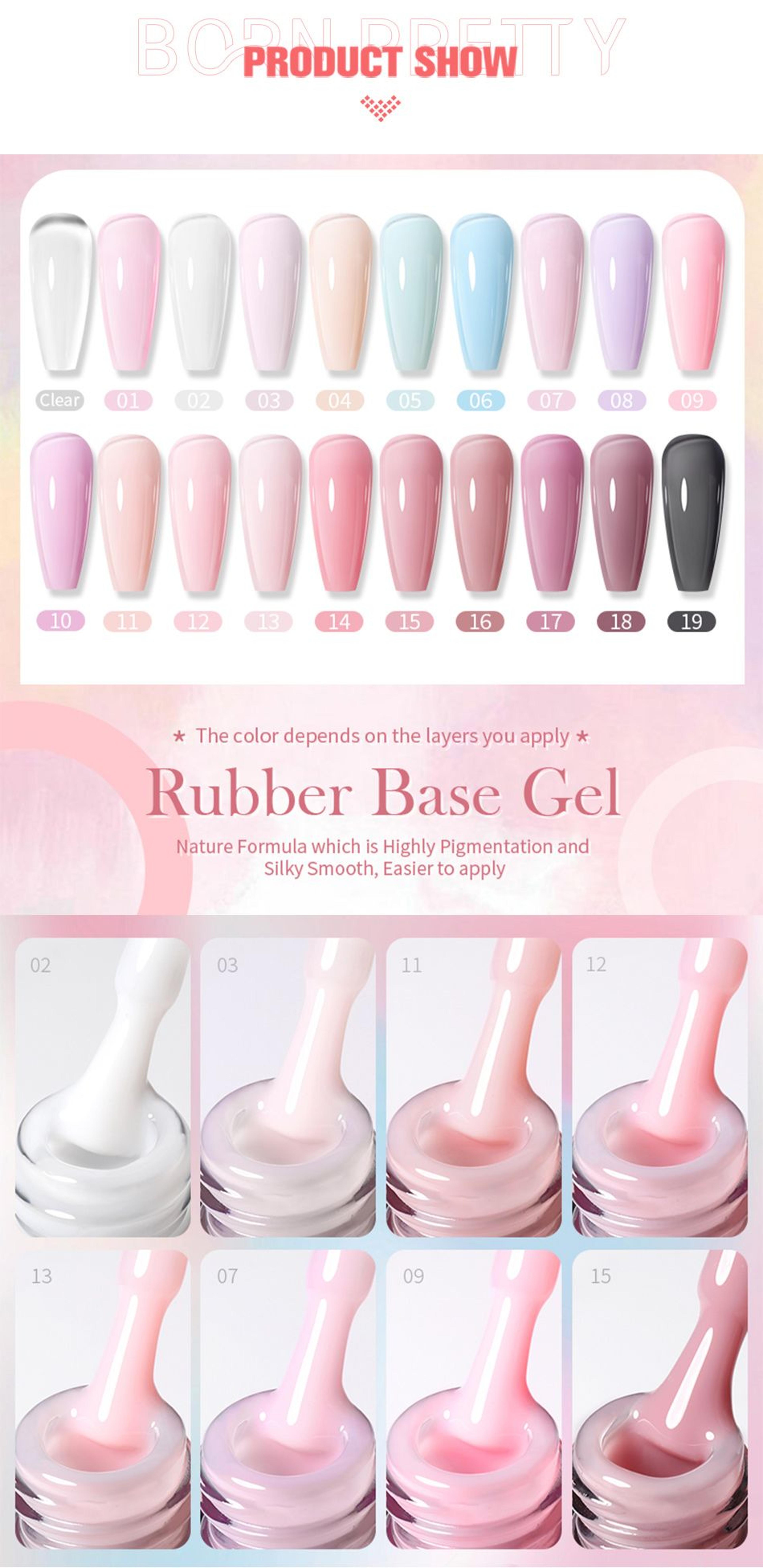 BORN PRETTY Milky Pink Rubber Base Gel LongLasting Semi Permanent UV LED Nail Polish 2
