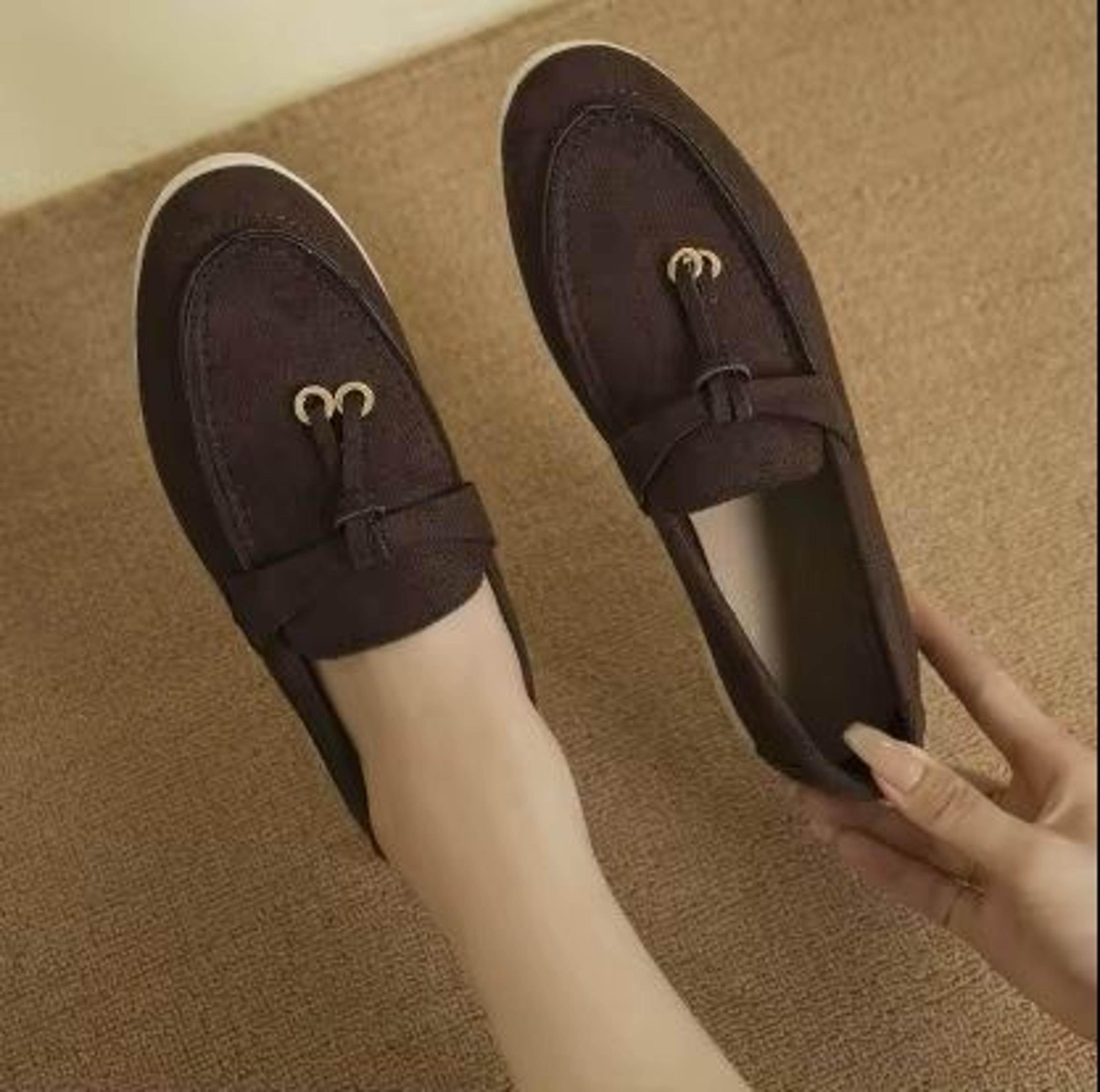 Lefu Womens Soft Leather Retro Lazy Step On Flats 18