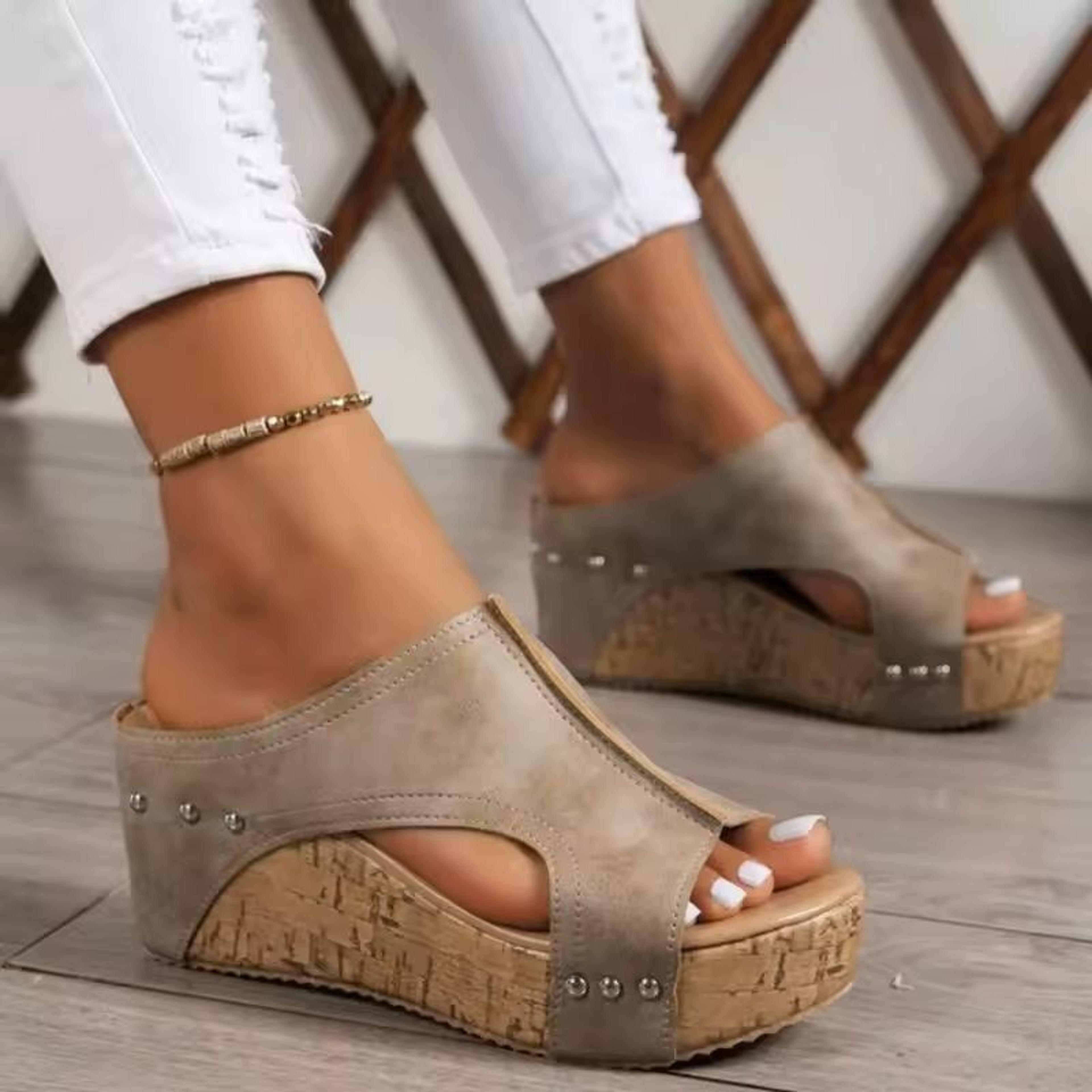Womens Soft Platform Slide Sandals Lightweight Summer Footwear 2