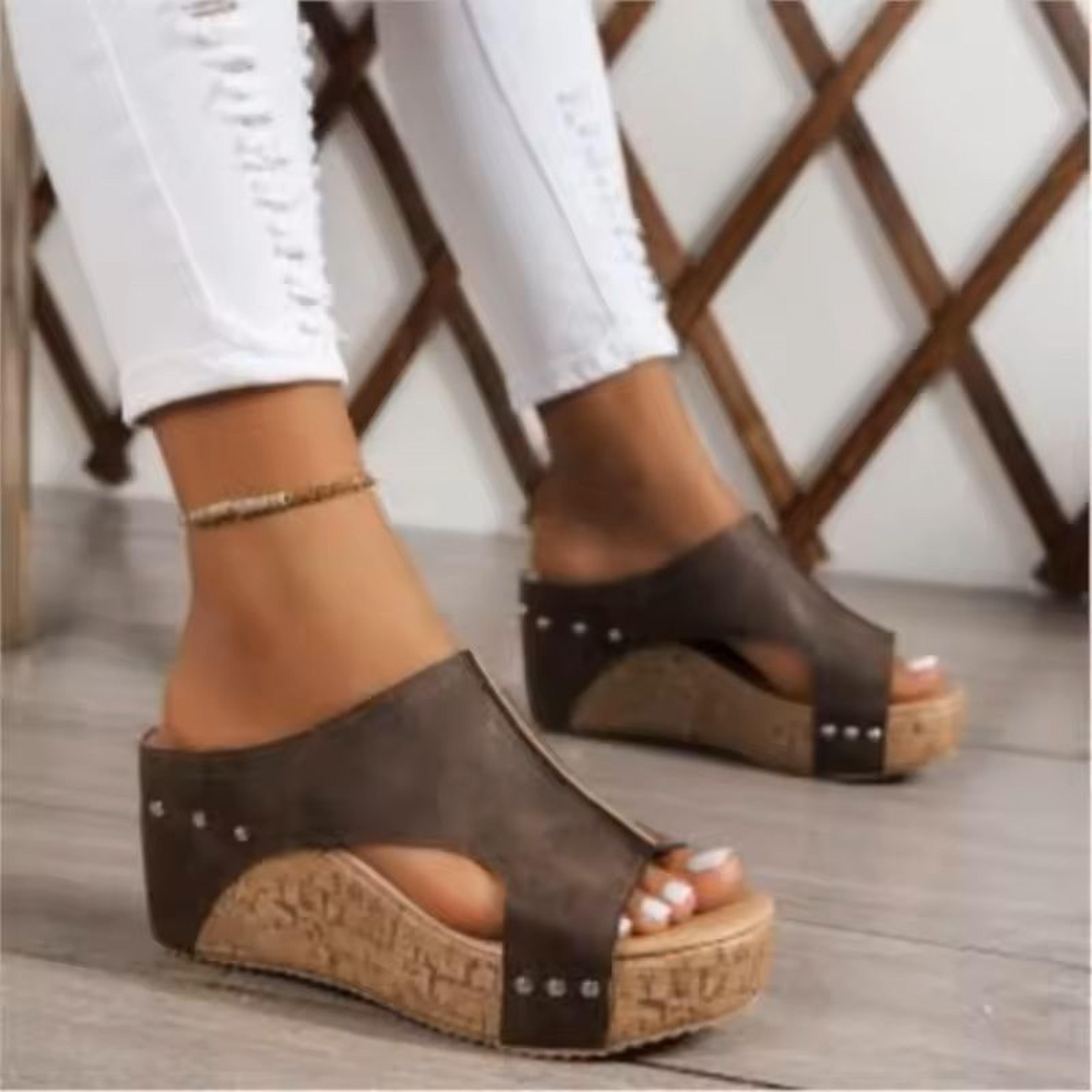 Womens Soft Platform Slide Sandals Lightweight Summer Footwear 9