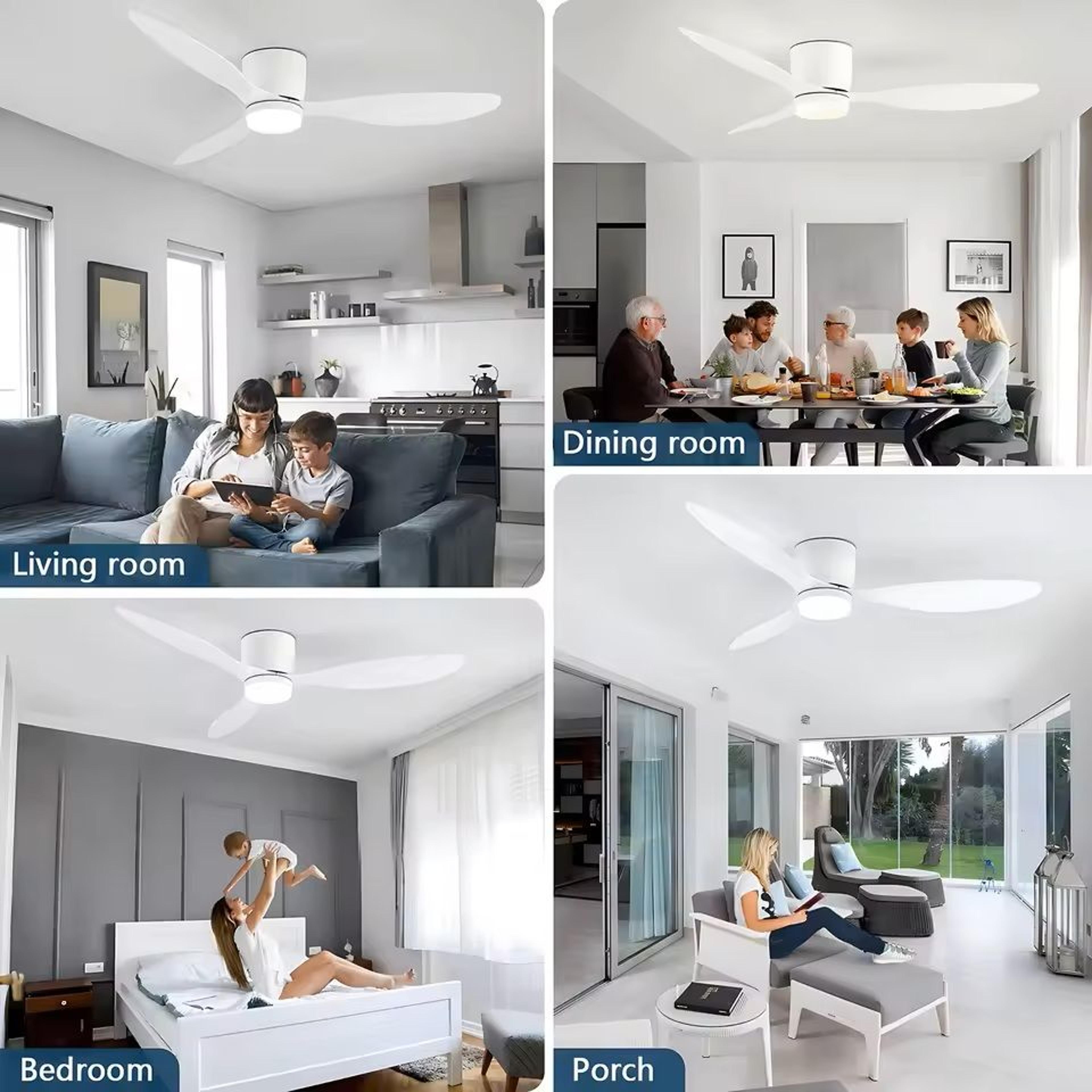 IRALAN Ceiling Fan With Light Reversible DC Motor 6 Speed Dimmable 5