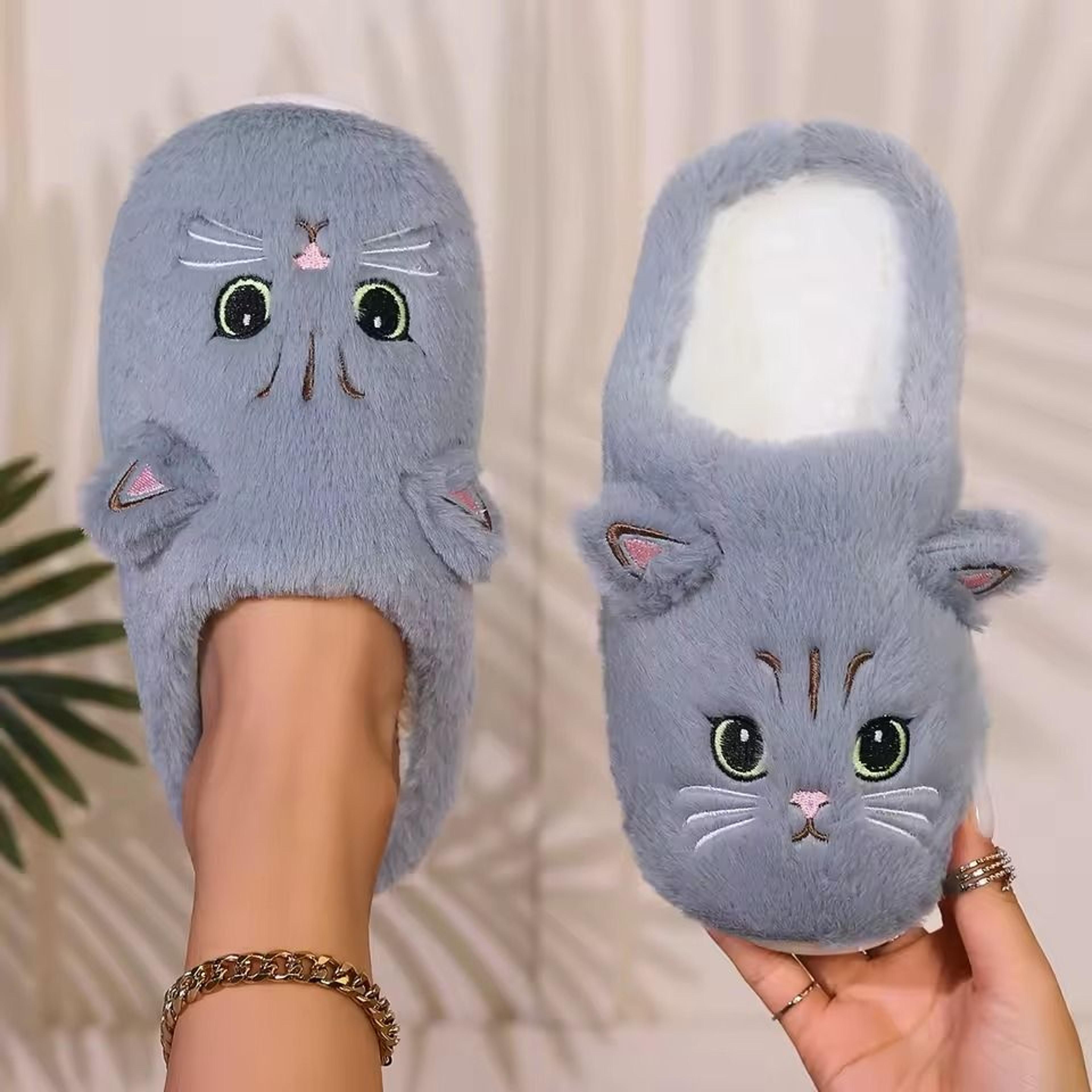 Kawaii Cartoon Cat Fuzzy Slippers For Women  Soft Cozy Plush Indoor Slippers With Durable Outsole 5