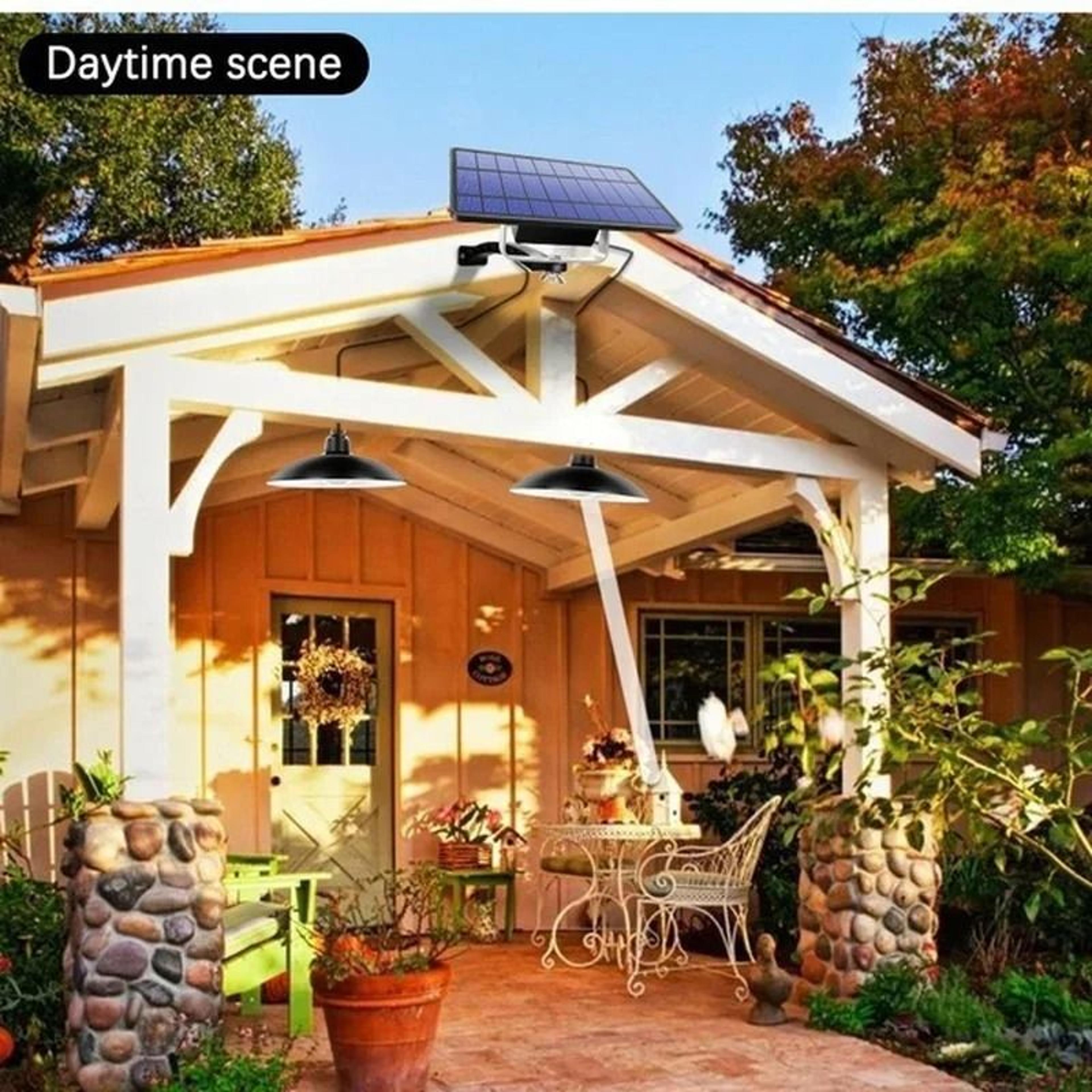 Solar Powered Pendant Light With Double Head LED Chandelier Waterproof Outdoor Indoor Shed Barn Roo 5