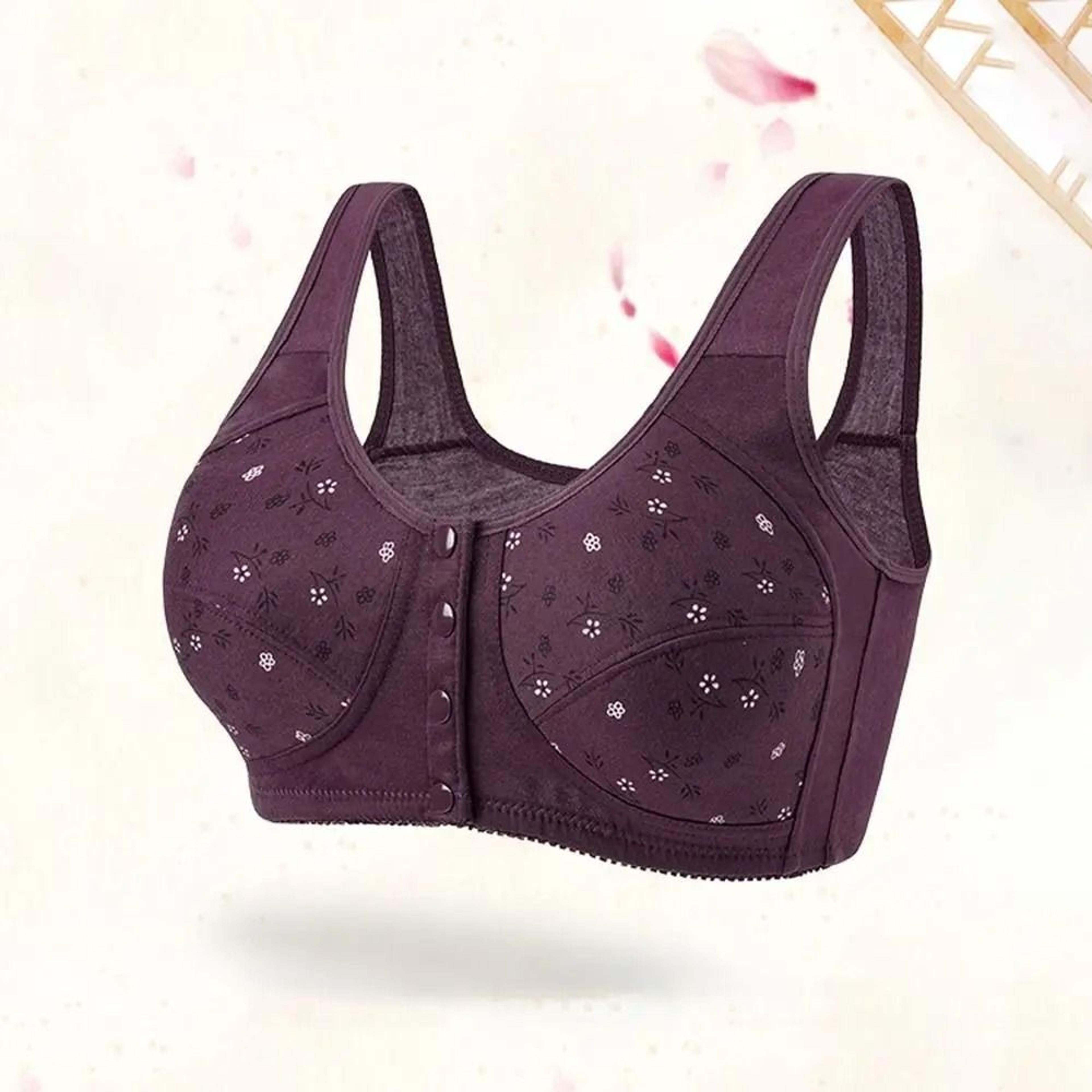 Comfortable Front Closure Cotton Bras For Older Women With Breathable No Wire Support And Plus Size