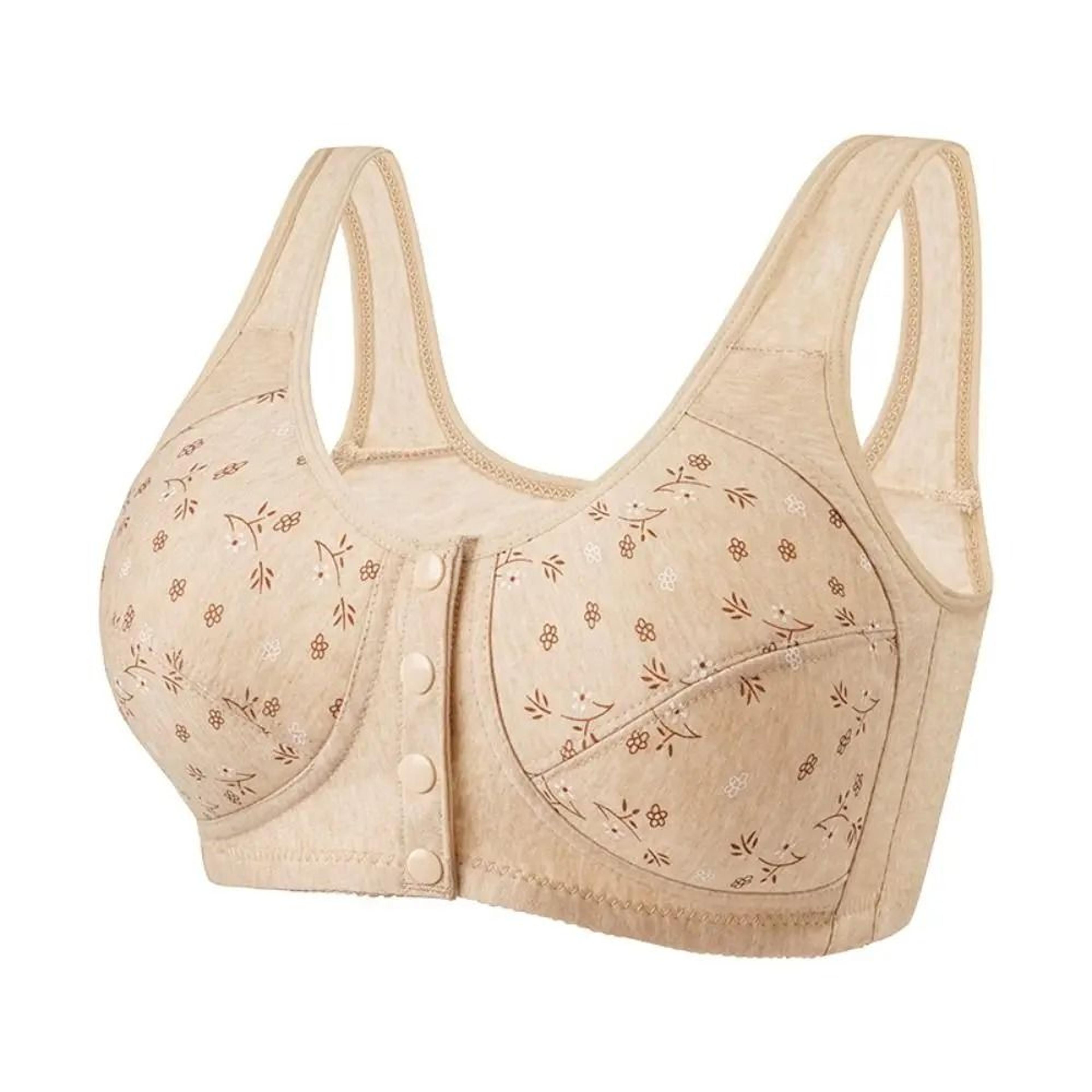 Comfortable Front Closure Cotton Bras For Older Women With Breathable No Wire Support And Plus Size